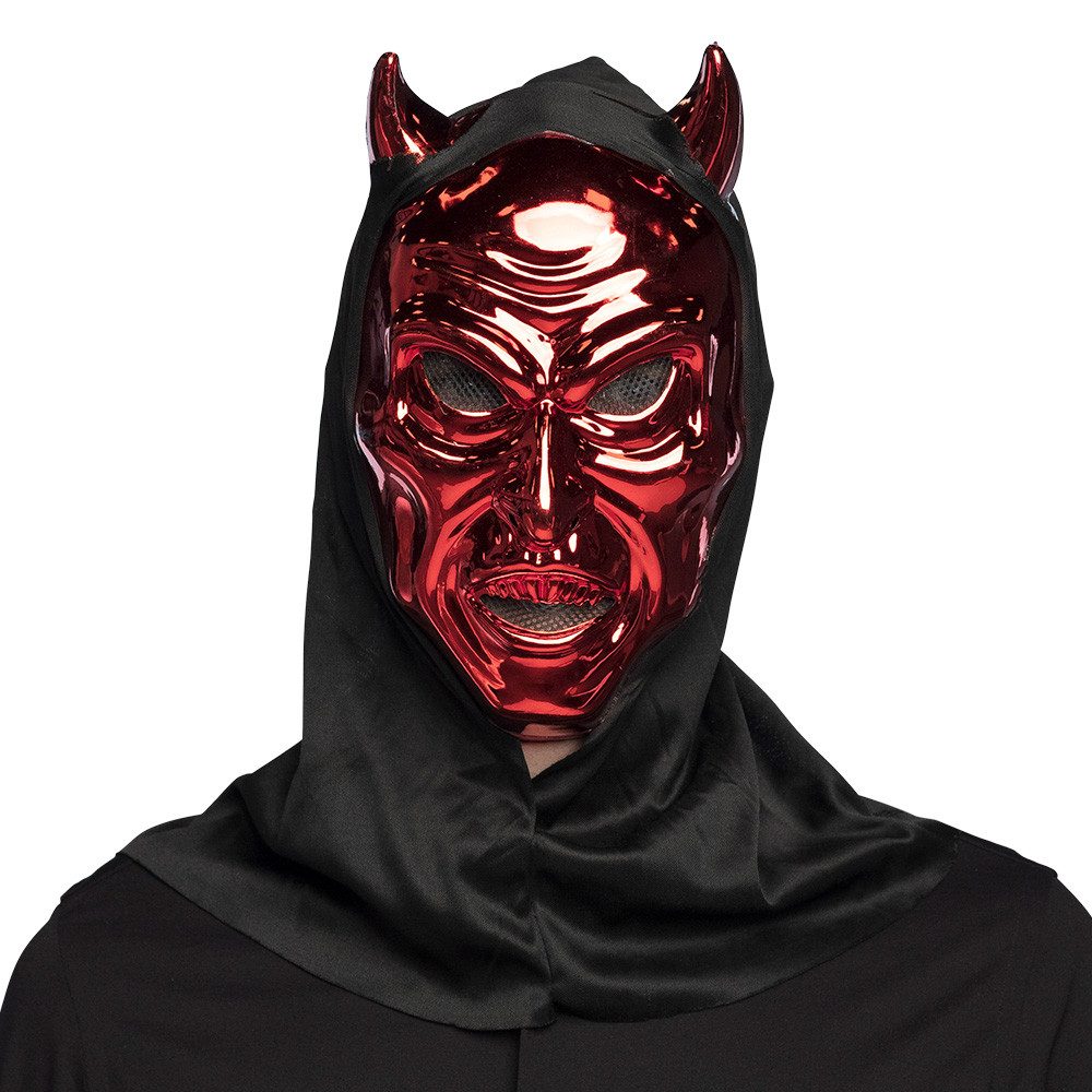 Kostüm Maske Teufel mit Kapuze rot