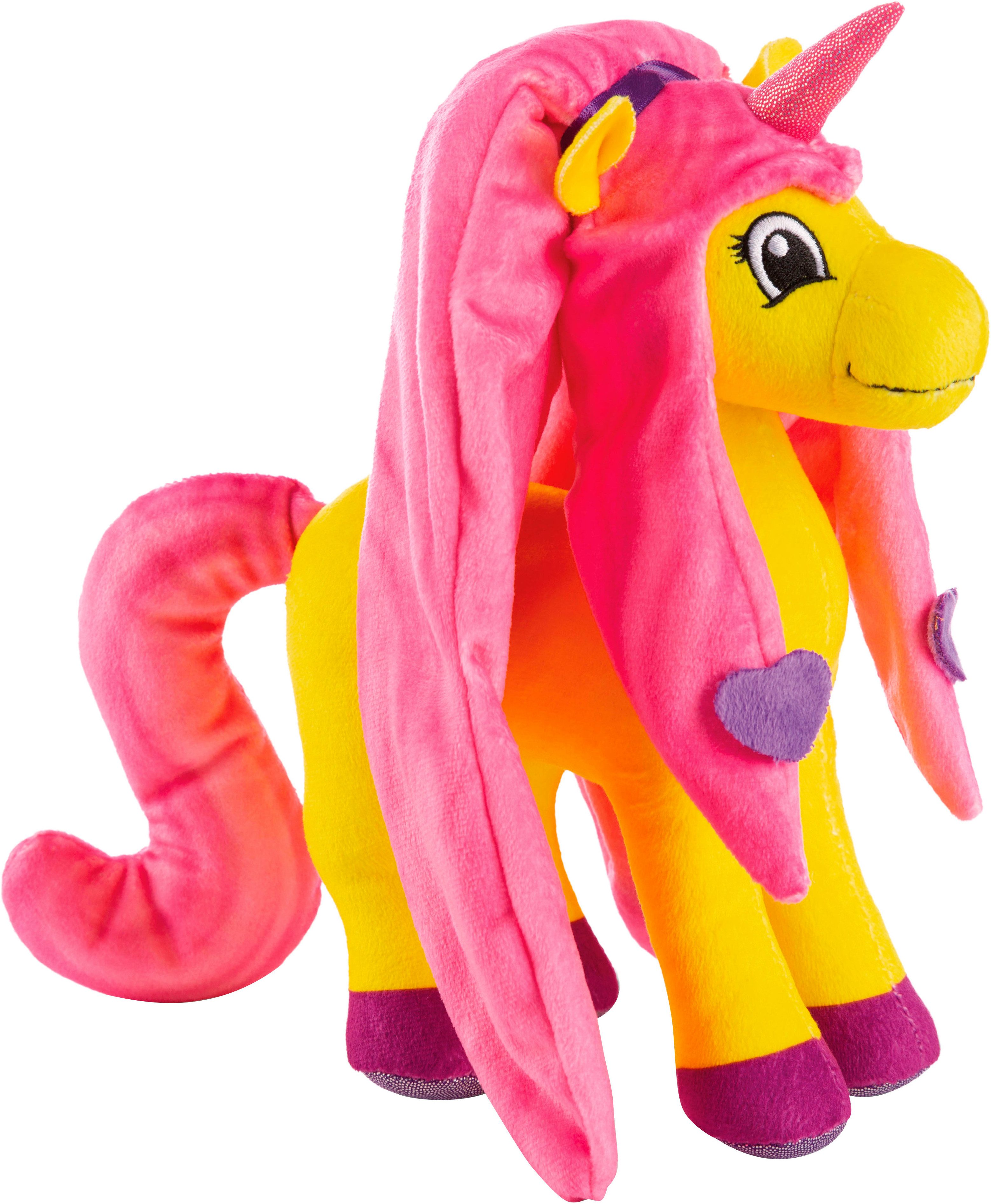 Nici Kuscheltier Lissy PONY, Einhorn Dilara gelb-pink, 22 cm stehend