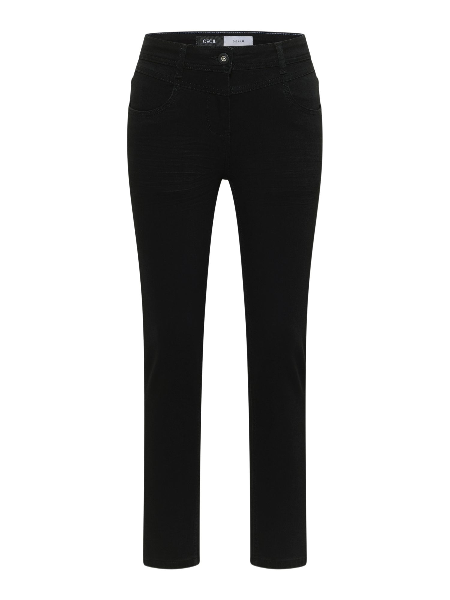 CECIL Stoffhose schwarz,Casual,Baumwolle,Unifarben,Slim Fit,Mittel