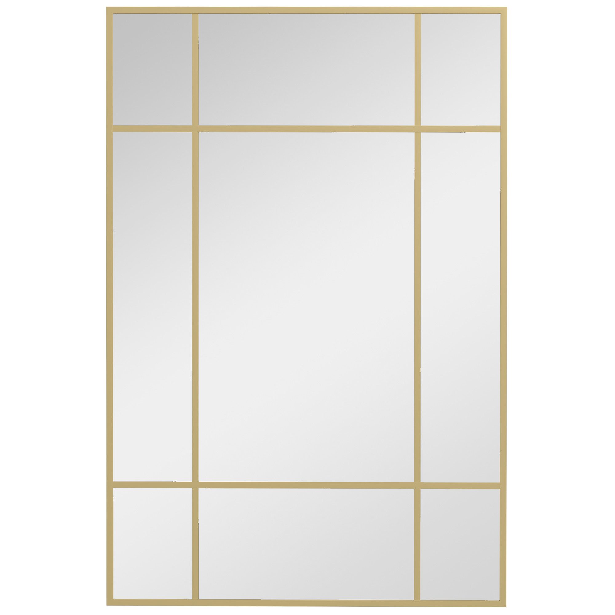 HOMCOM Wandspiegel 90 x 60 cm dekorativer Spiegel mit Metallrahmen (Dekospiegel, 1-St., Spiegel, Haken, Anleitung), für Schlafzimmer, Badezimmer Gold