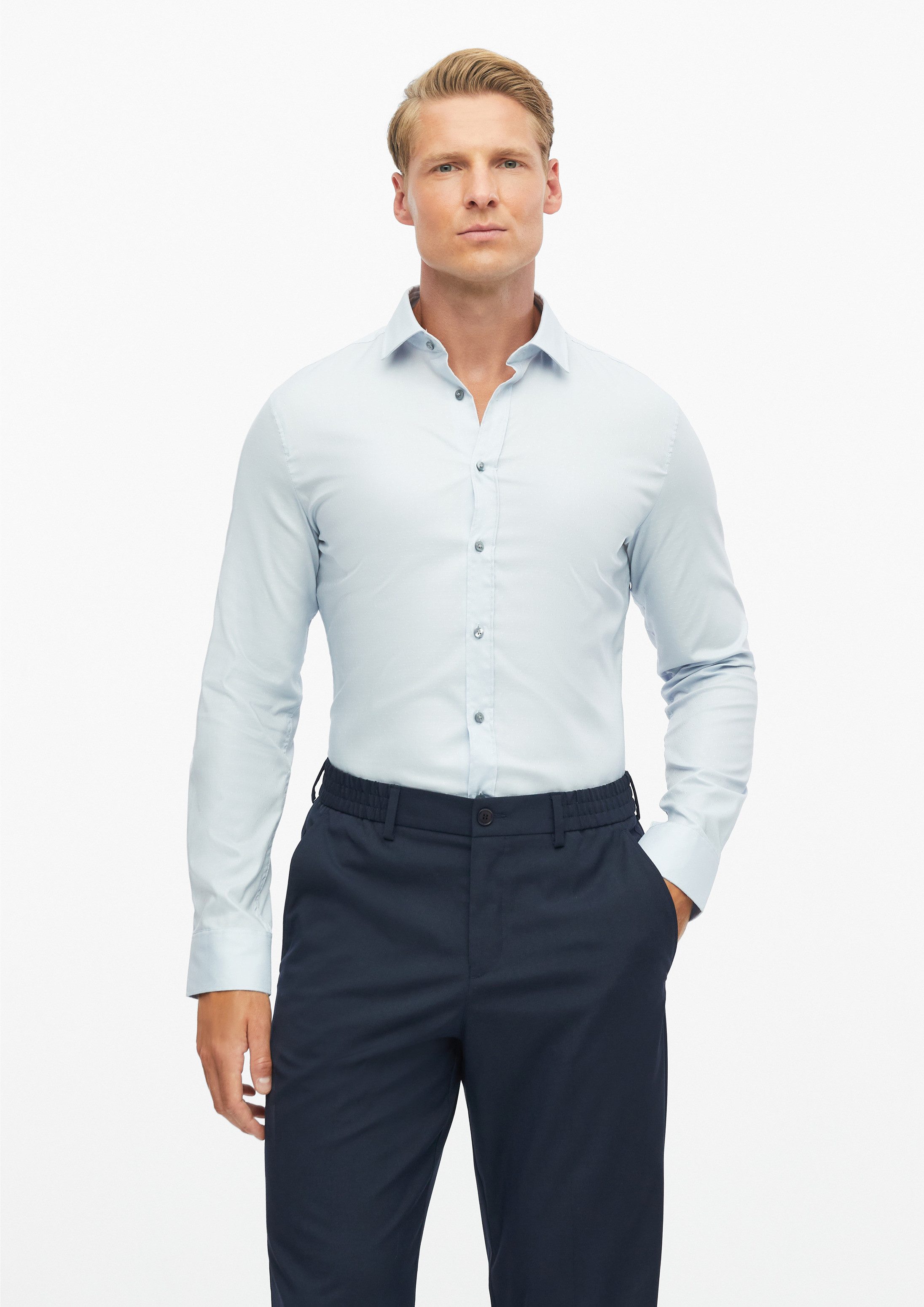 s.Oliver Langarmhemd Hemd Tailored Fit: Strukturiertes Hemd aus Comfort Stretch