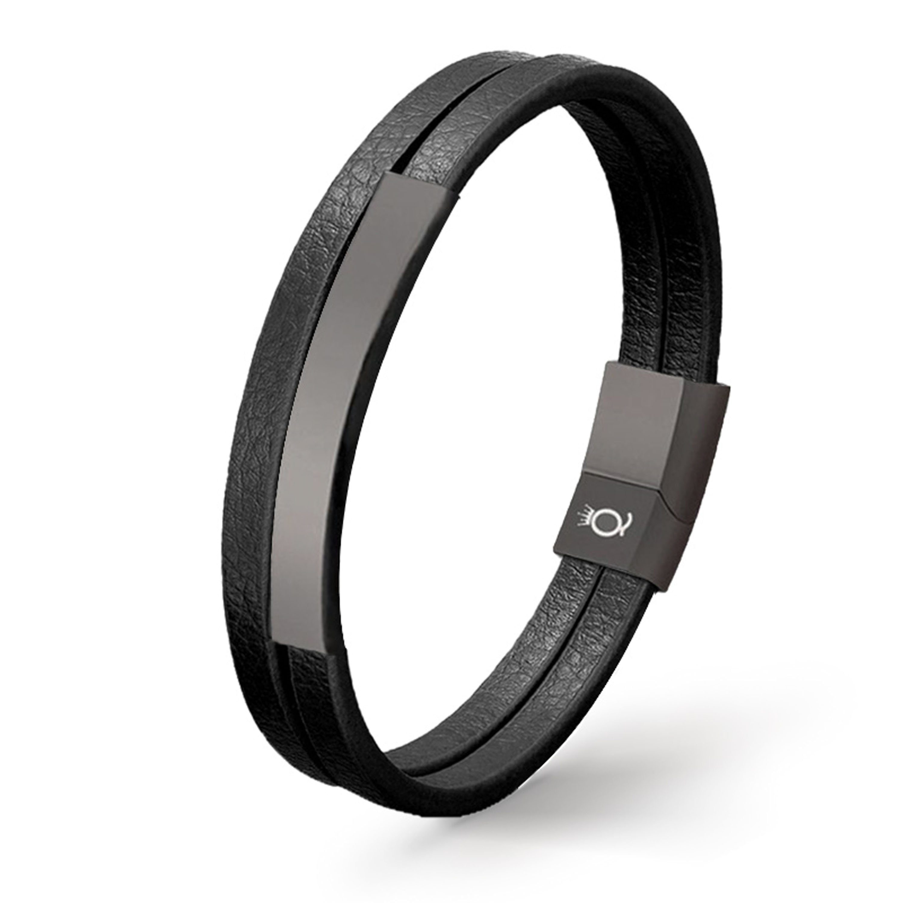 UNIQAL.de Lederarmband Lederarmband Herren " LITTLE PLATE" double layer, (E günstig online kaufen