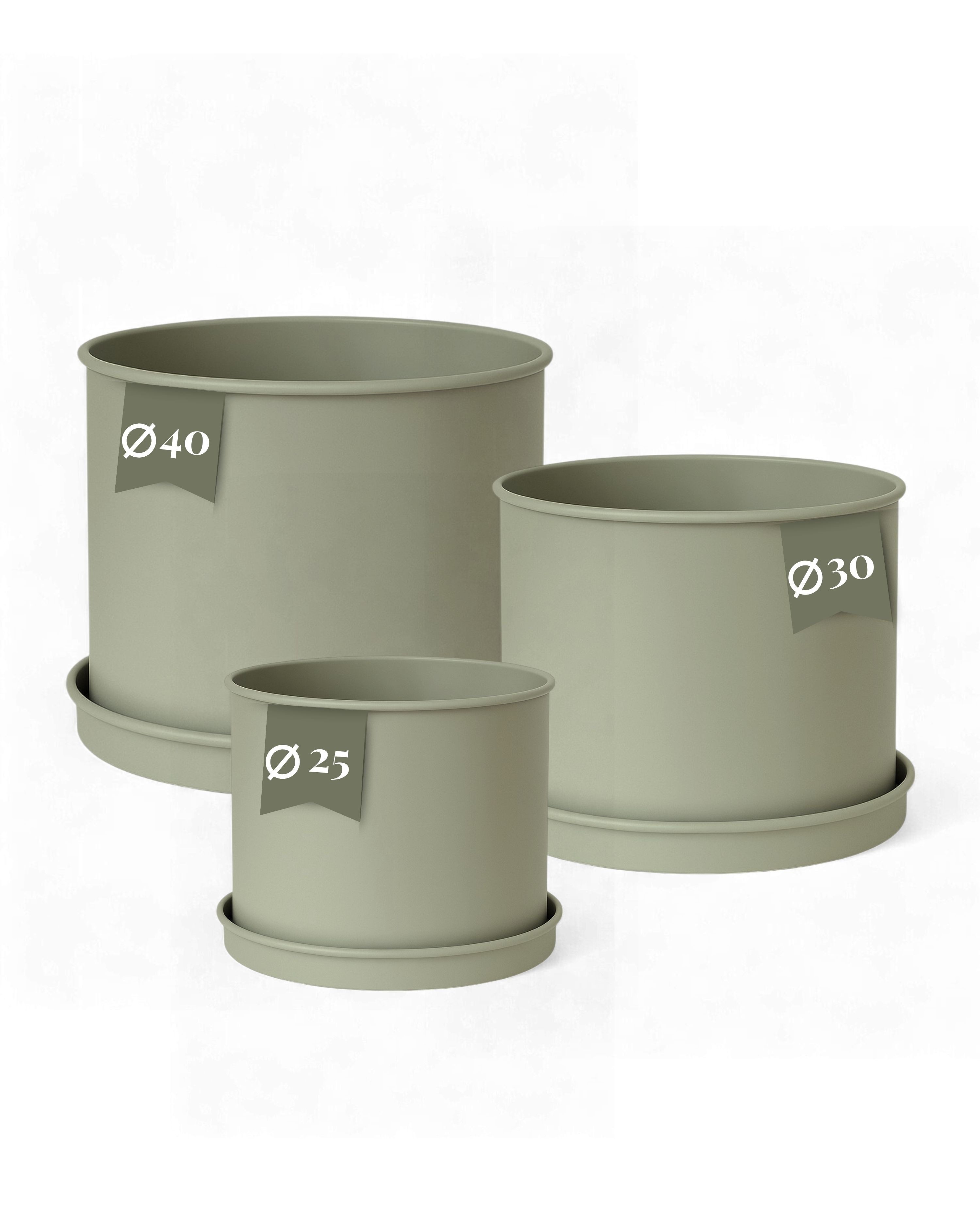 LIVLIG Pflanzkübel Blumentopf mit Untersetzer groß draußen, Übertopf für Pflanzen (3er-Set), Ø 25 cm, 30 cm & 40 cm