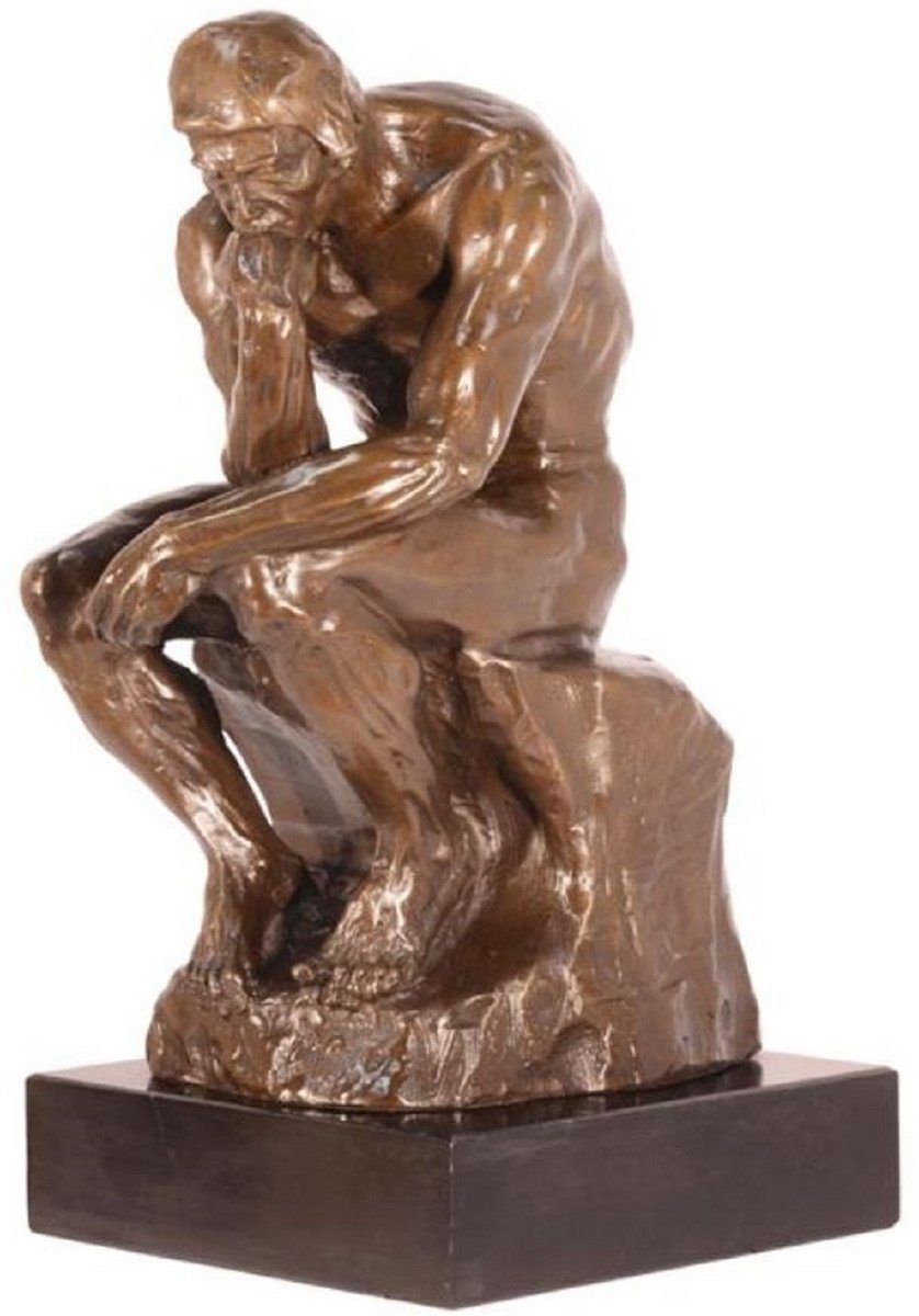 Casa Padrino Dekofigur Art Deco Bronzefigur Der Denker Bronze / Schwarz H. 30,5 cm - Bronze Skulptur - Dekofigur