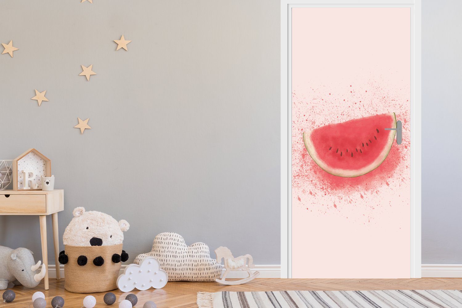 - Fototapete cm Türaufkleber, - Pastell - MuchoWow Matt, (1 St), für Obst Türtapete bedruckt, Tür, Wassermelone Sommer, 75x205