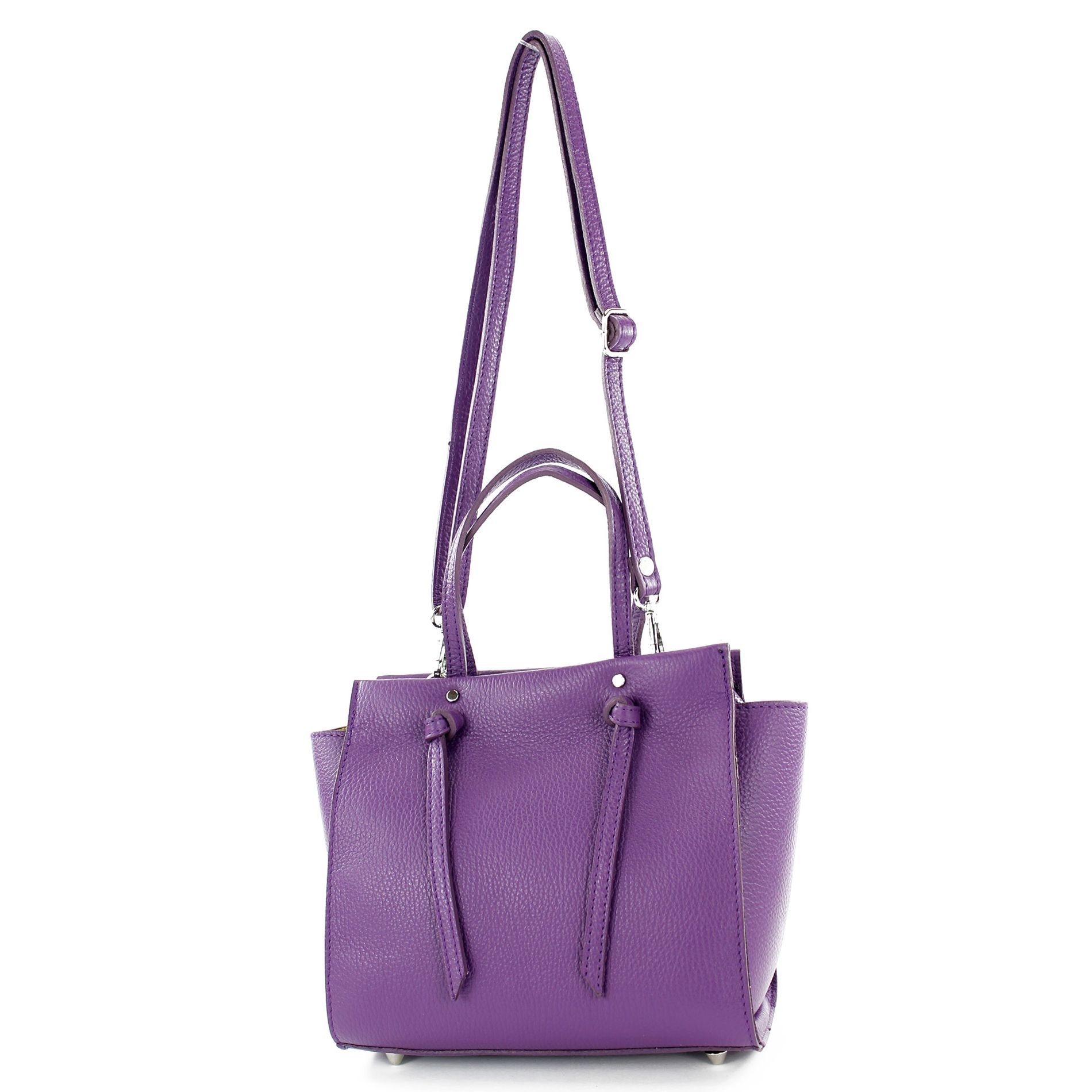 modamoda de Italy Schultertasche in Purple T219, Echtleder Handmade