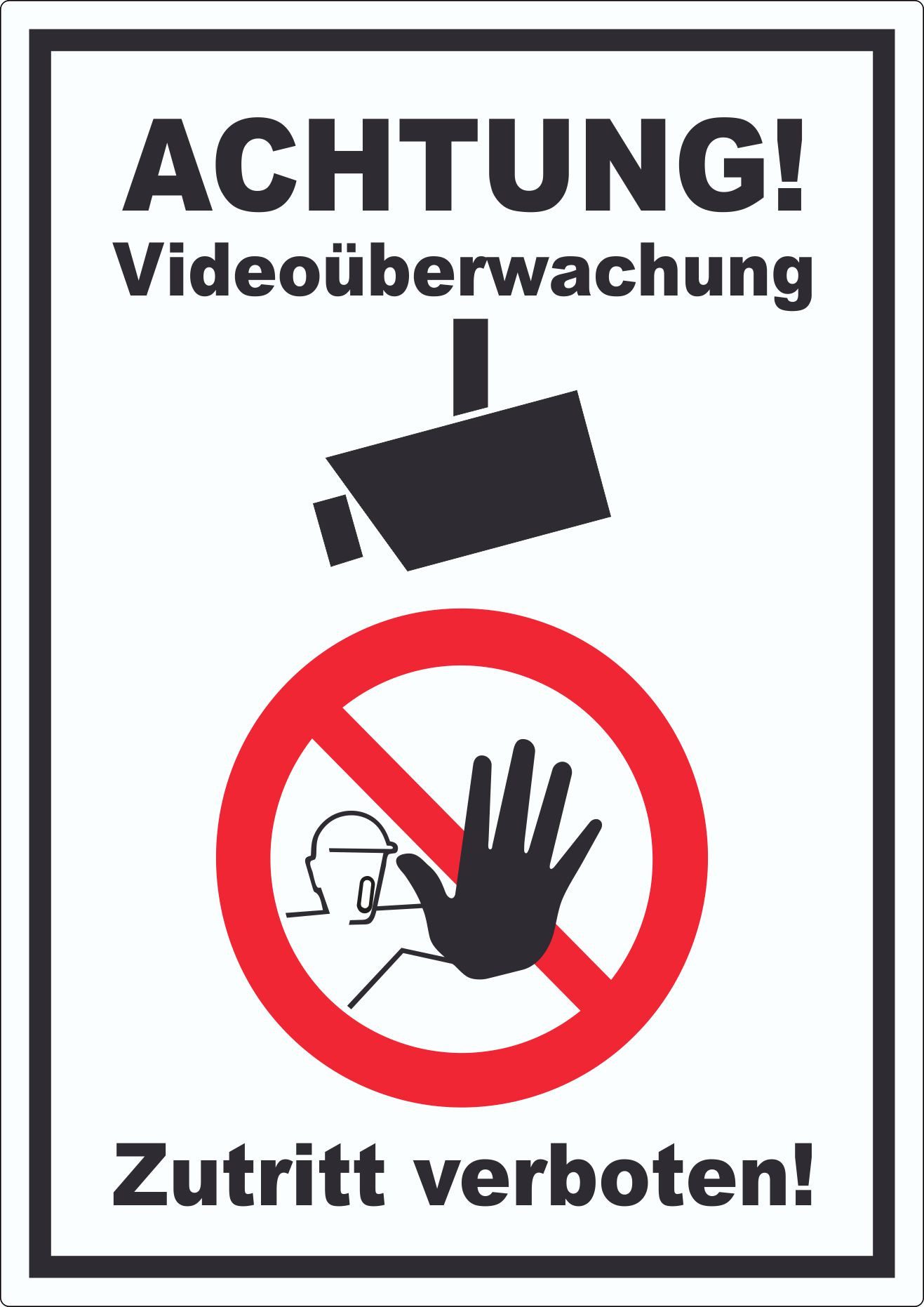 HB-Druck Aufkleber Achtung Videoüberwachung Zutritt verboten Aufkleber, wetterfest, UV-beständig, kratzfest