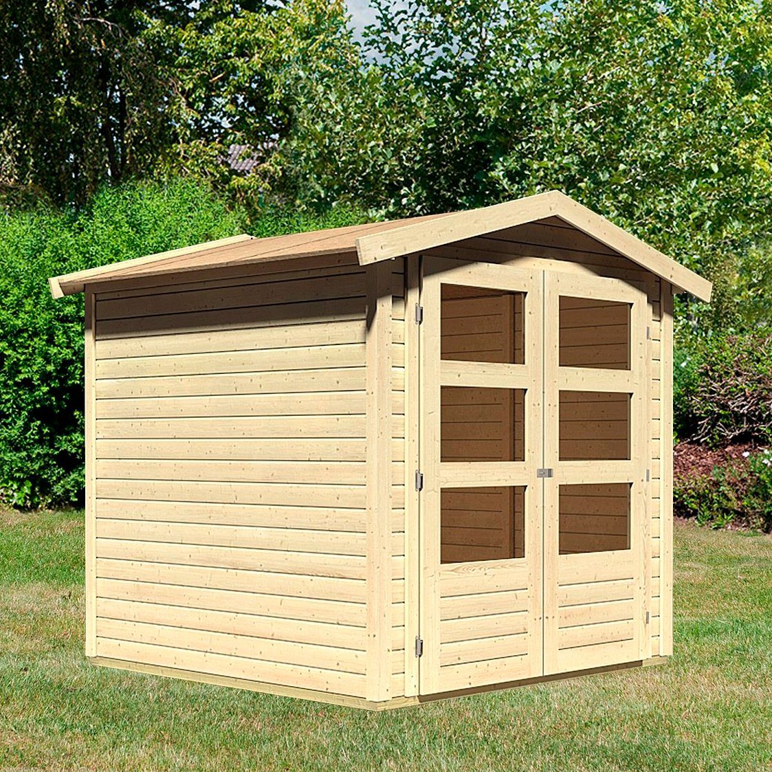 Karibu Gartenhaus Amberg 2, BxT: 213x197 cm, (Set), anthrazit, naturbelassen oder terragrau