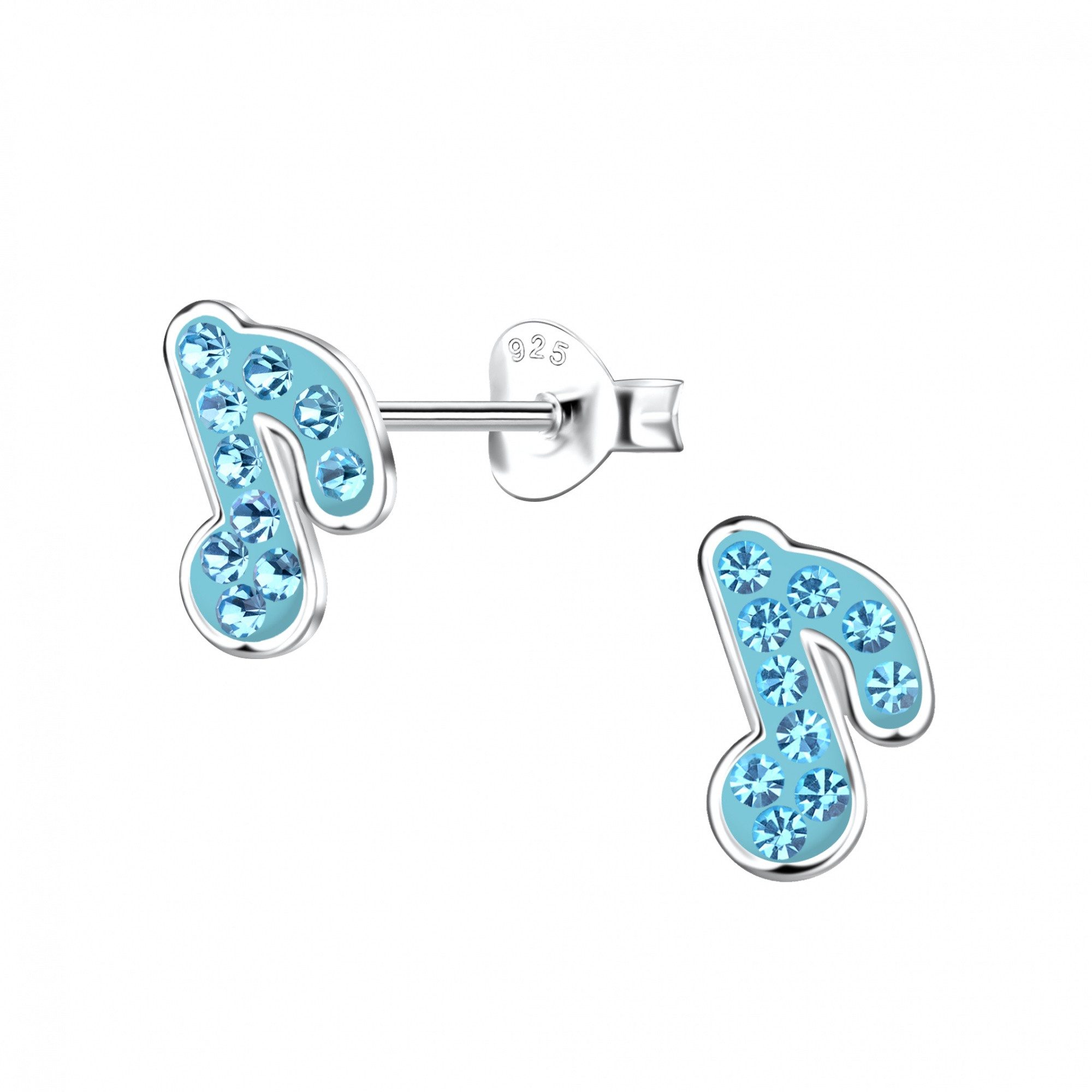 ALEXANDER YORK Paar Ohrstecker NOTE mit Kristall aqua, 2-tlg., 925 Sterling Silber