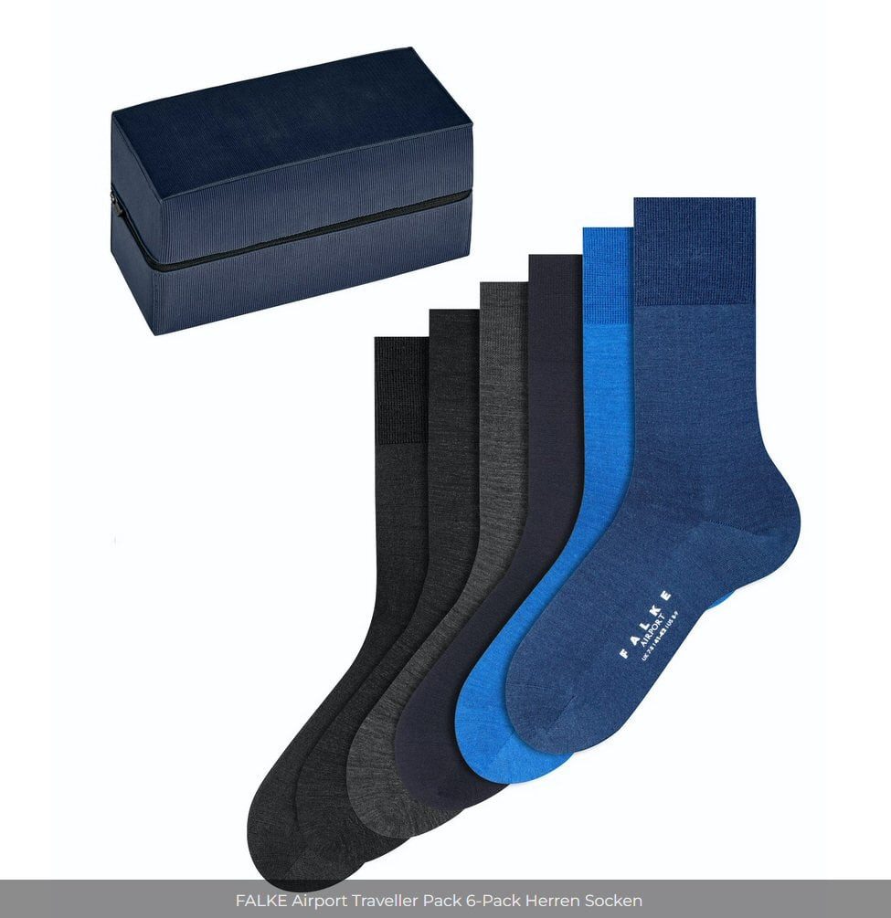 FALKE Socken Tagessocke Airport Traveller Pack Herren - 6 Paar in Box