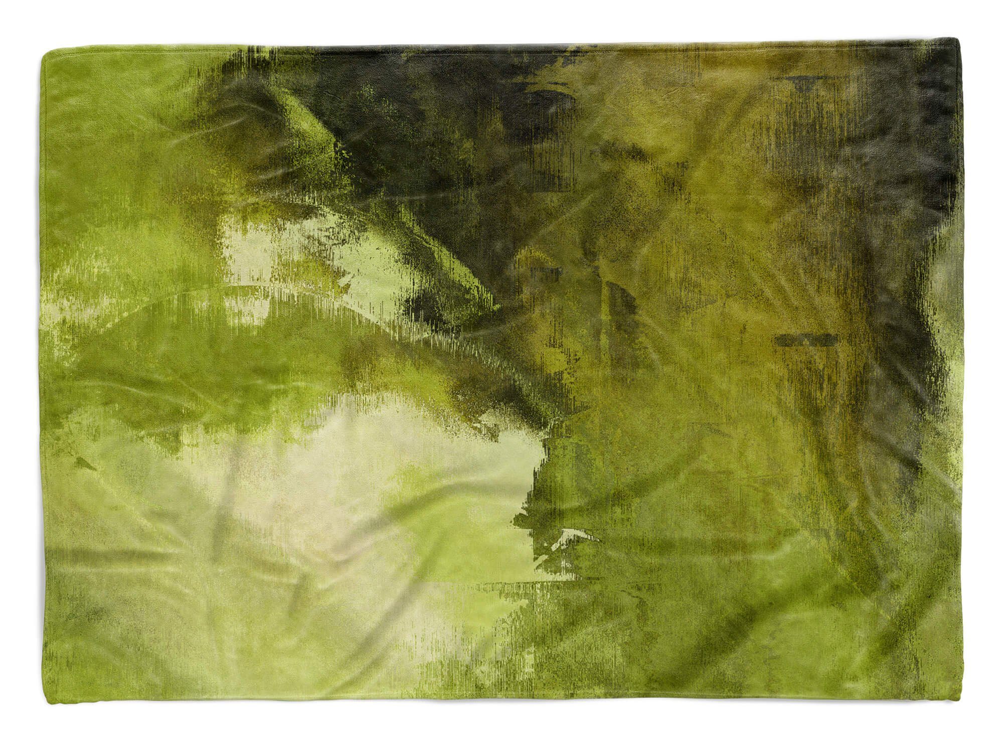 Sinus Art Handtücher Handtuch Strandhandtuch Saunatuch Kuscheldecke mit Fotomotiv Grün Struktur Abstrakt Auffa, Baumwolle-Polyester-Mix (1-St), Handtuch
