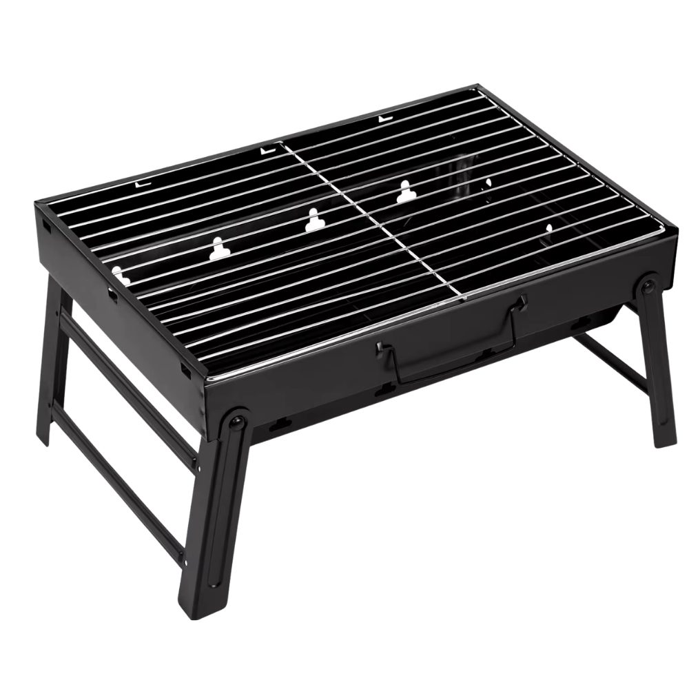 Athlix Holzkohlegrill Faltbarer Holzkohle-Tischgrill mit Tragegriff Mobiler Grill, Sicherer Stand, Entnehmbarer Grillrost