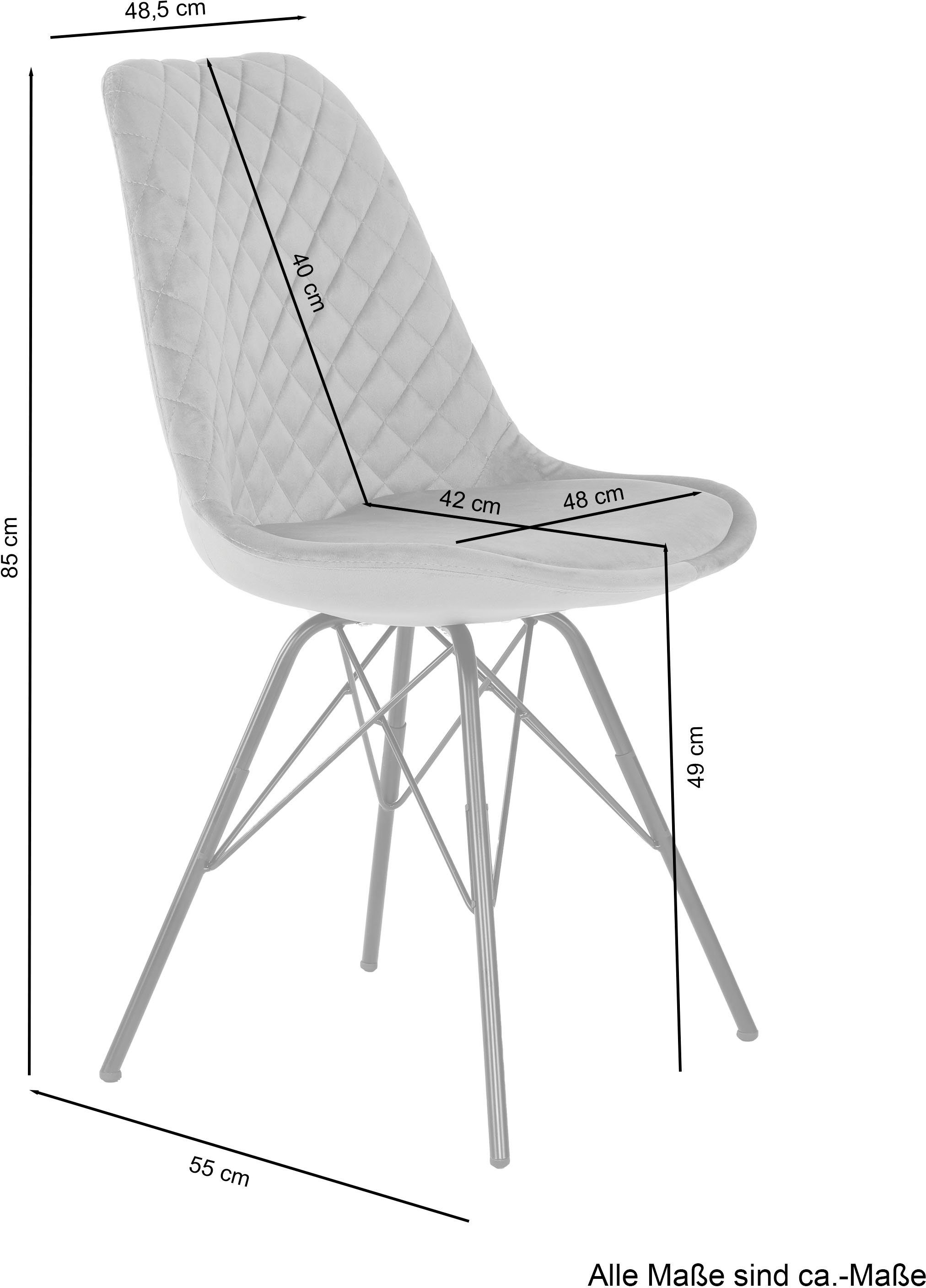 byLIVING Esszimmerstuhl Rica schwarz mit Metallbeine Samt- St), 2 oder Cordbezug, (Set, Sitzschale