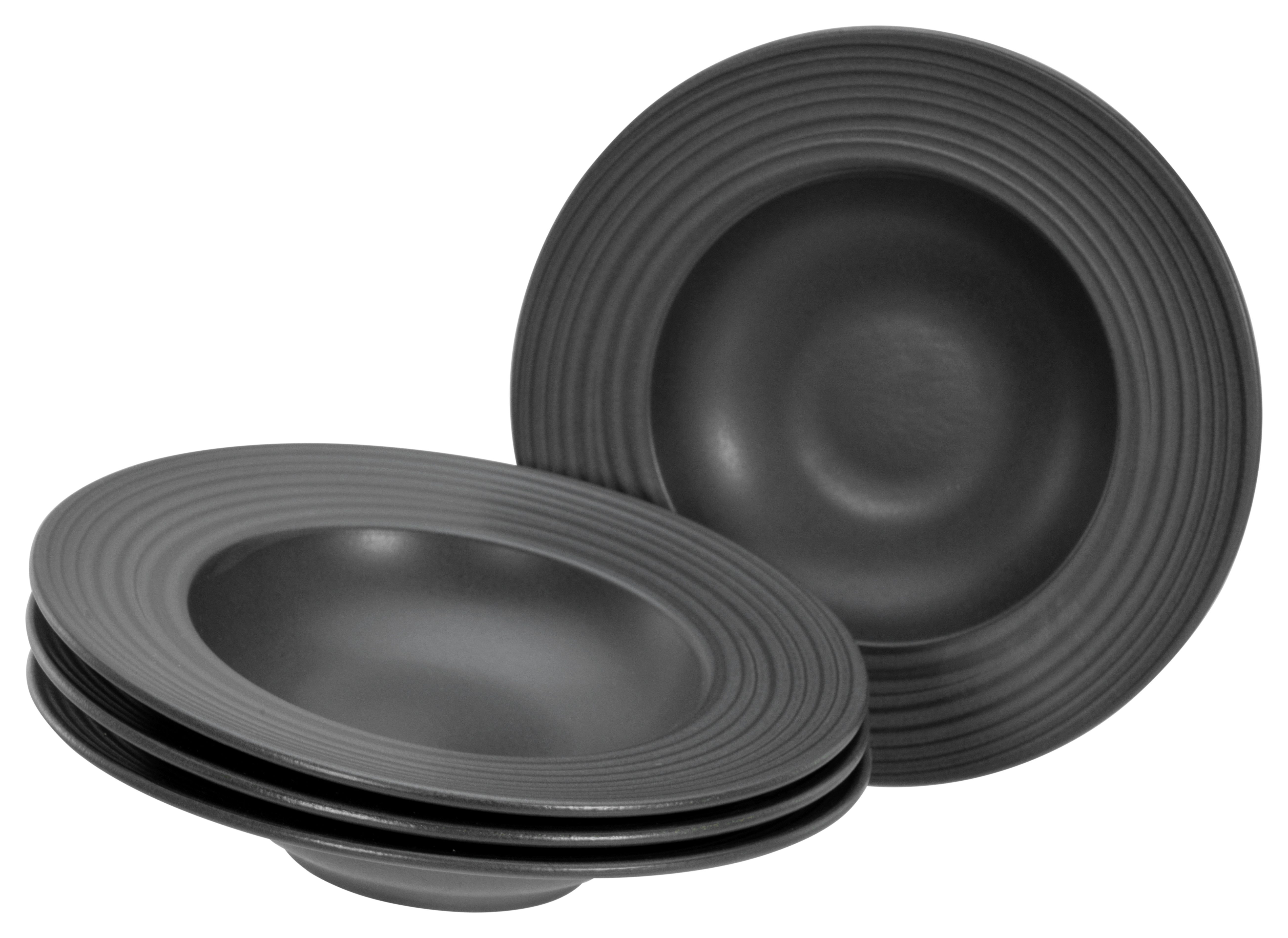 Pastateller Lava Stone Black, Pasta Gourmetteller Set 4-tlg