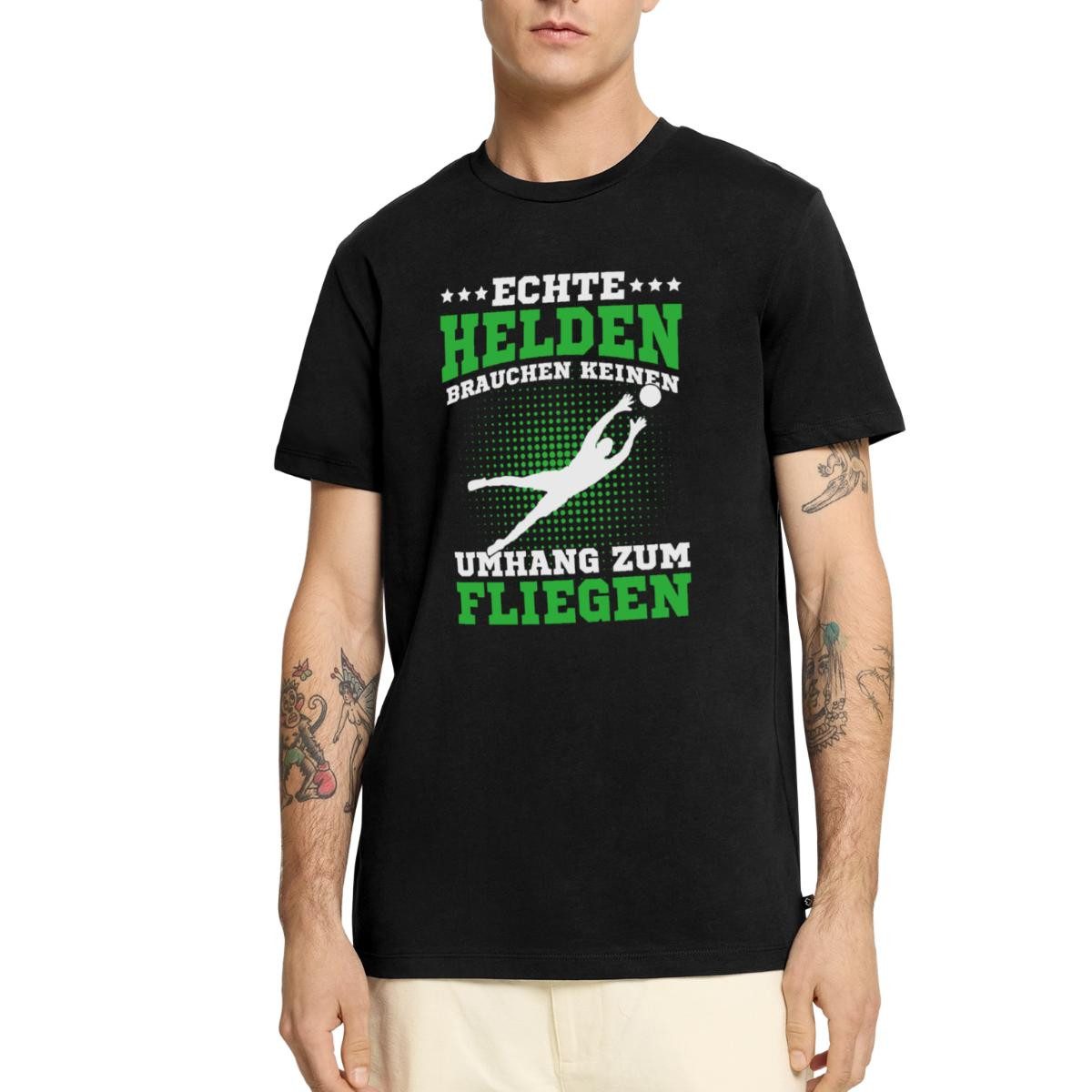 Spreadshirt T-Shirt Echte Helden Brauchen Keinen Umhang Zum Fliegen Torhüter Männer Premiu (1-tlg)