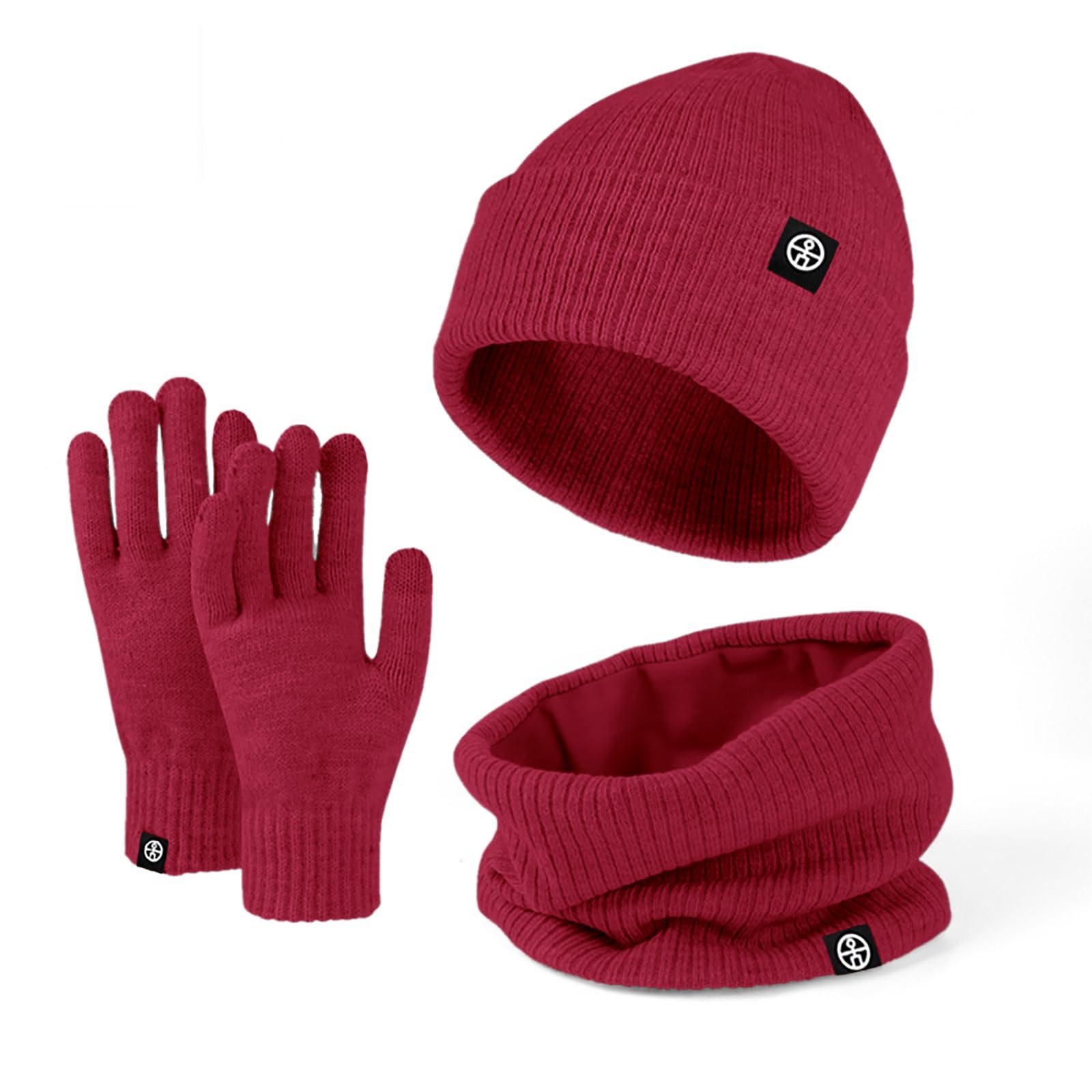Cachito Mütze & Schal 3in1 Unisex BeanieMütze Touchscreen Handschuhe und Loop Schal Set (Mit Weiches Fleecefutter) für Outdoor Sport Joggen Skifahren