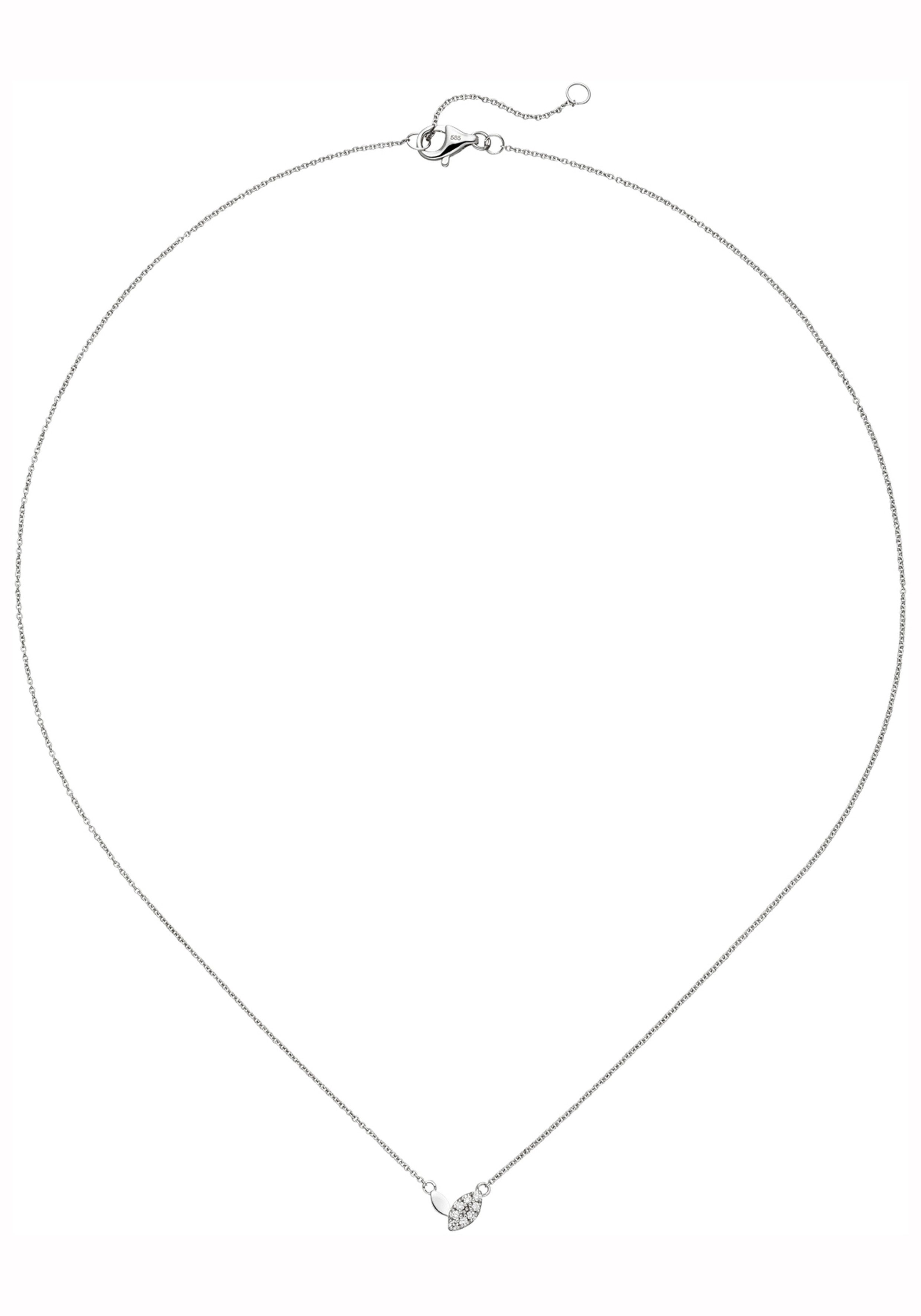 JOBO Collier mit 8 Diamanten zart, 14 Karat 585 Weißgold 45 cm