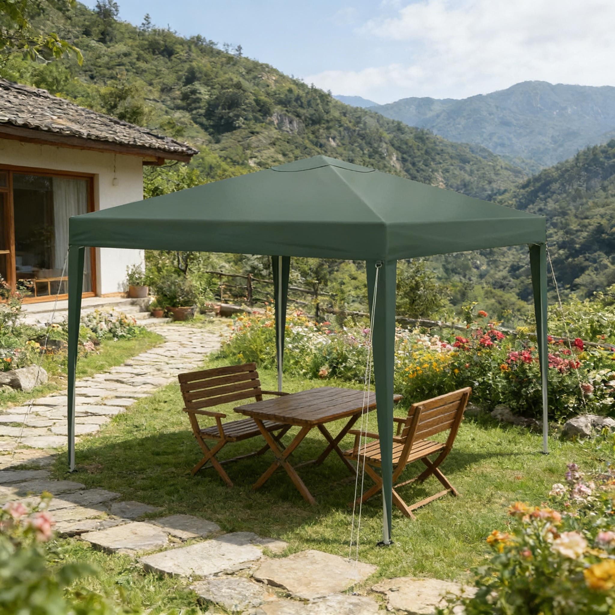 CHICFURN Pavillon Tragbarer Pop-up Gazebo mit Tragetasche für Outdoor und Garten, (Packung), Ideal für Feiern und Veranstaltungen, Grün 3 × 3 m