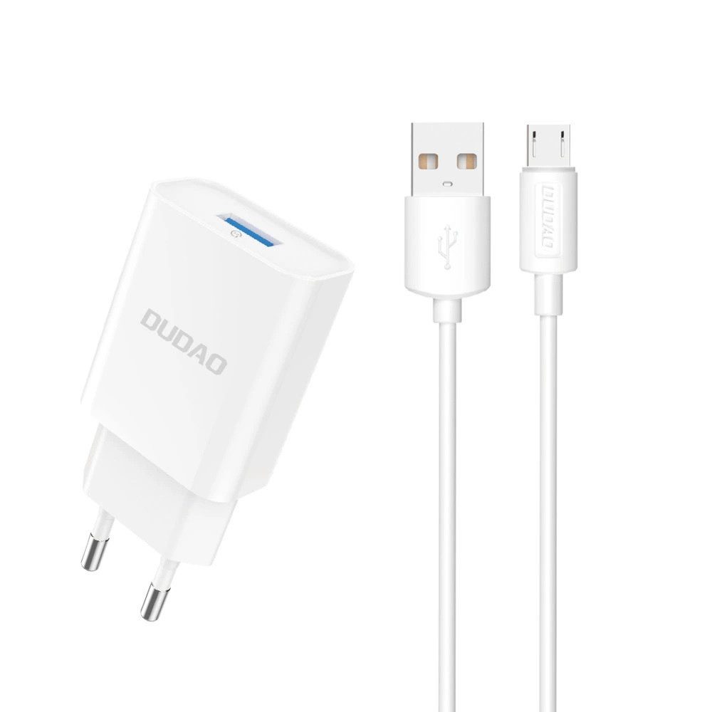 Weiß - Ladegerät mit Kabel - USB zu I-Phone, Micro und USB-C USB-Ladegerät