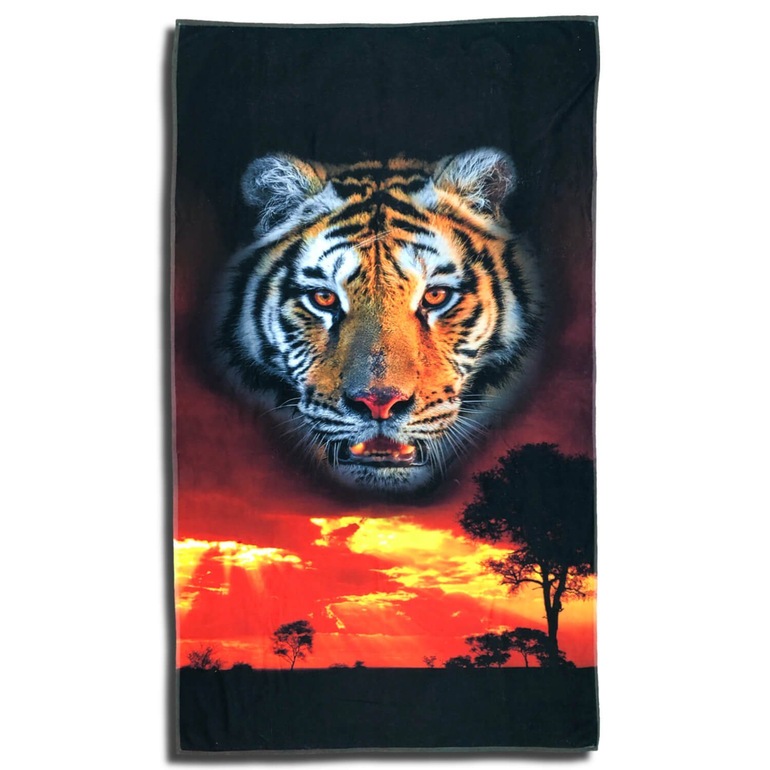 ESPiCO Strandtuch Tiger, Frottee-Velour (1-St), Savanne, Afrika, Tigerkopf