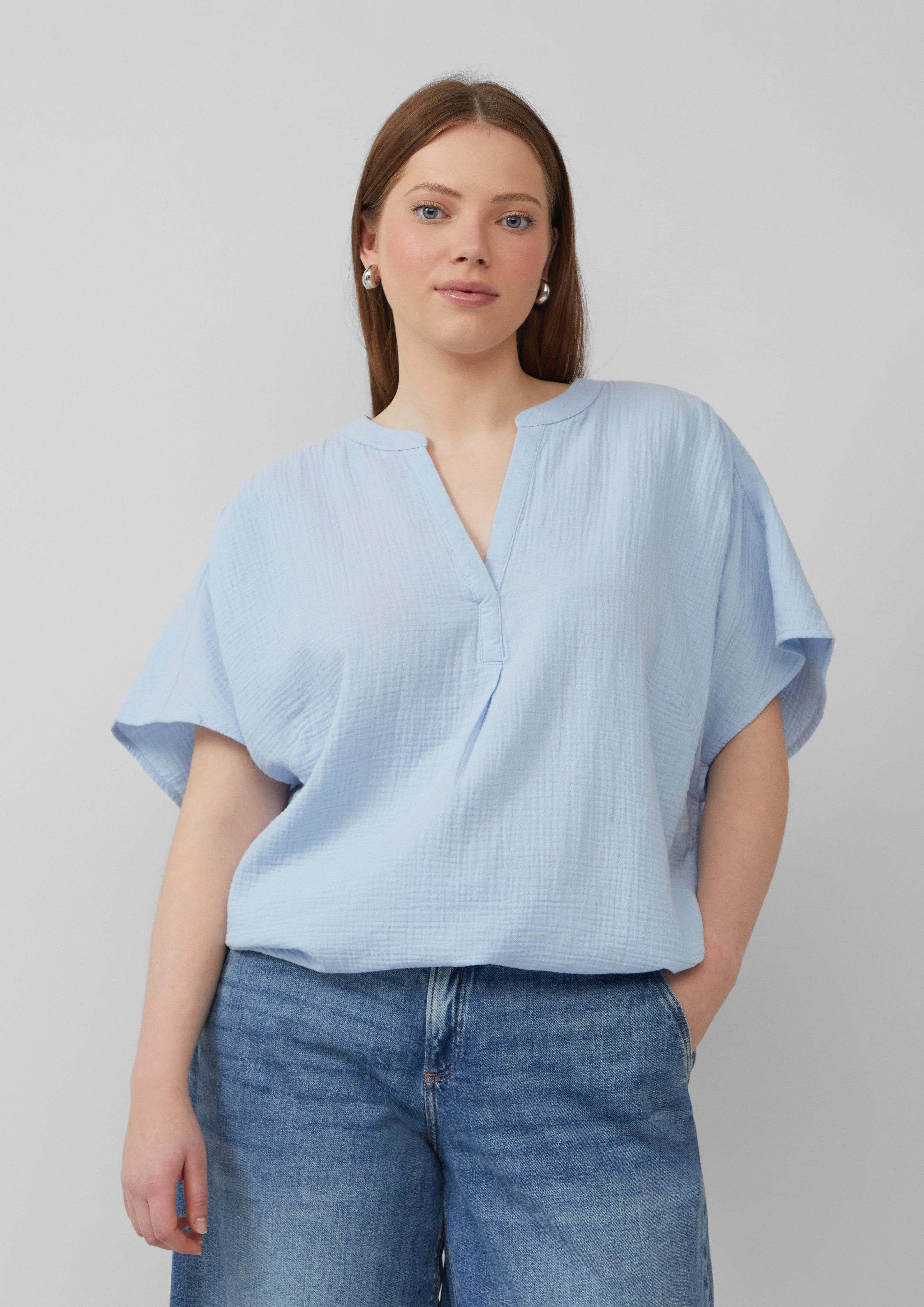 Langarmbluse Doubleface-Bluse mit Raffung