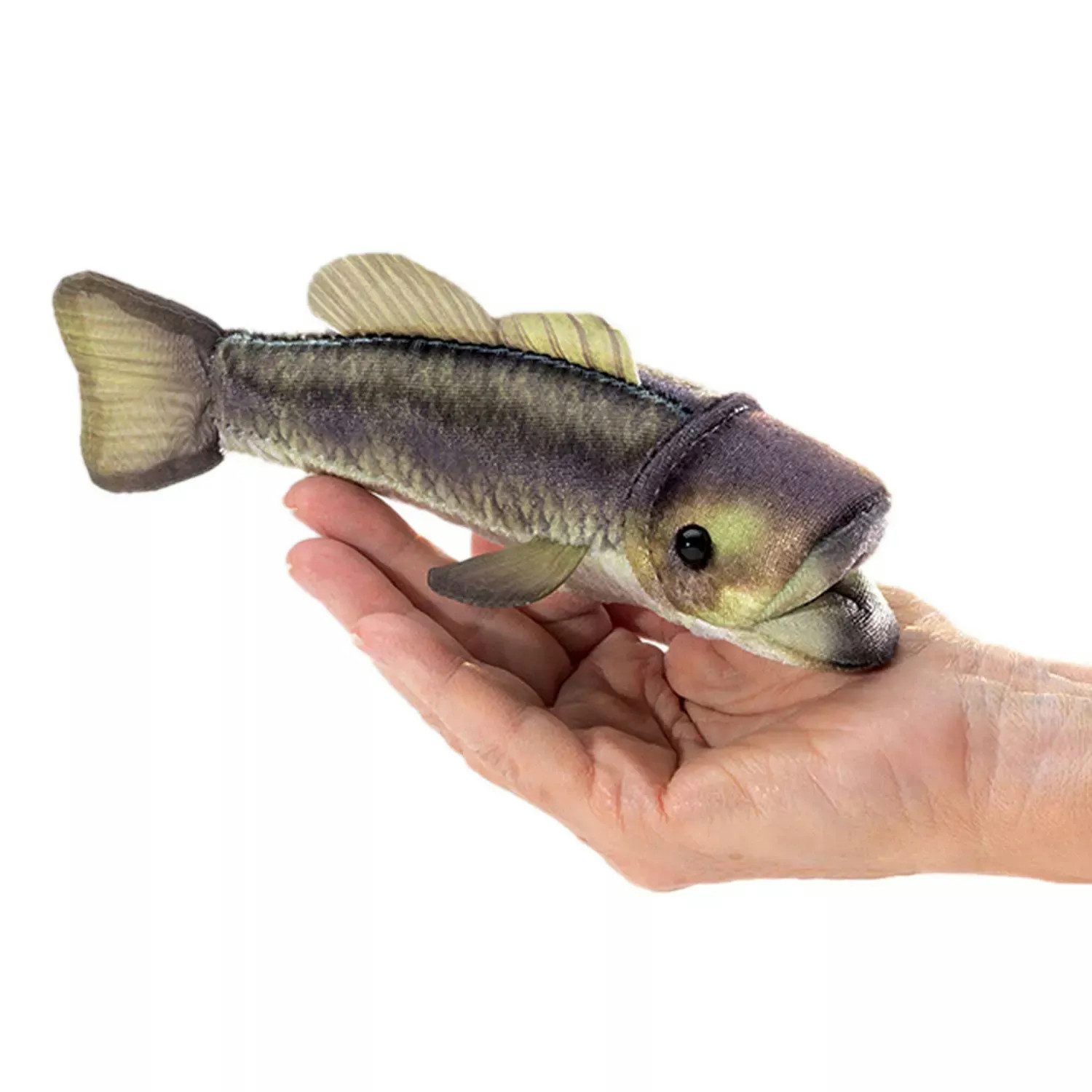 Folkmanis Handpuppen Handpuppe Folkmanis Handpuppe Mini Forellenbarsch / Mini Largemouth Bass 8008 (Packung)