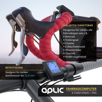 Aplic Fahrradcomputer, 13 Funktionen, kabelgebunden, inkl. Geschwindigkeitssensor