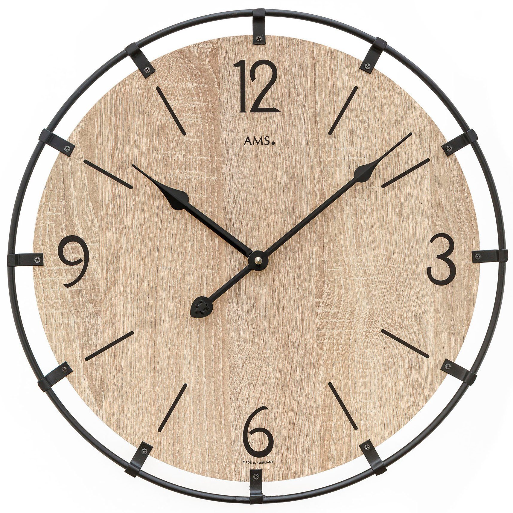 AMS Wanduhr W9616SO (Exklusiv,Quarzuhr,Holz,Wohnzimmer,Esszimmer,Made in Germany)