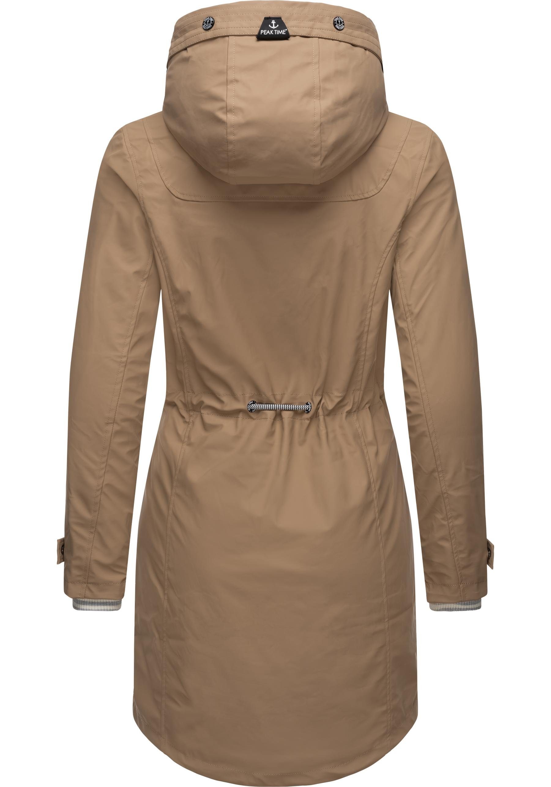 Regenjacke L60042 stylisch für taillierter Regenmantel PEAK Damen beige TIME