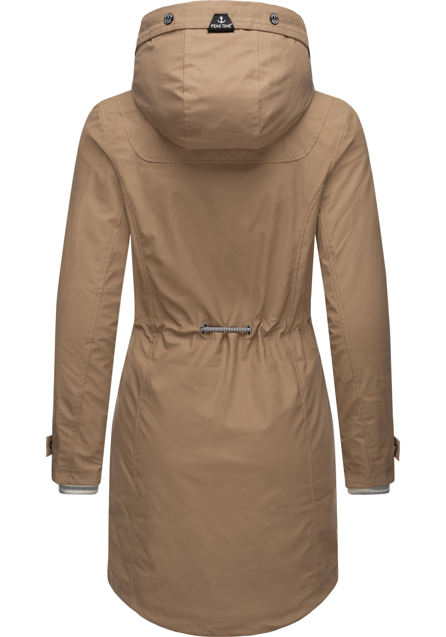 PEAK TIME Regenjacke L60042 stylisch taillierter Regenmantel für Damen