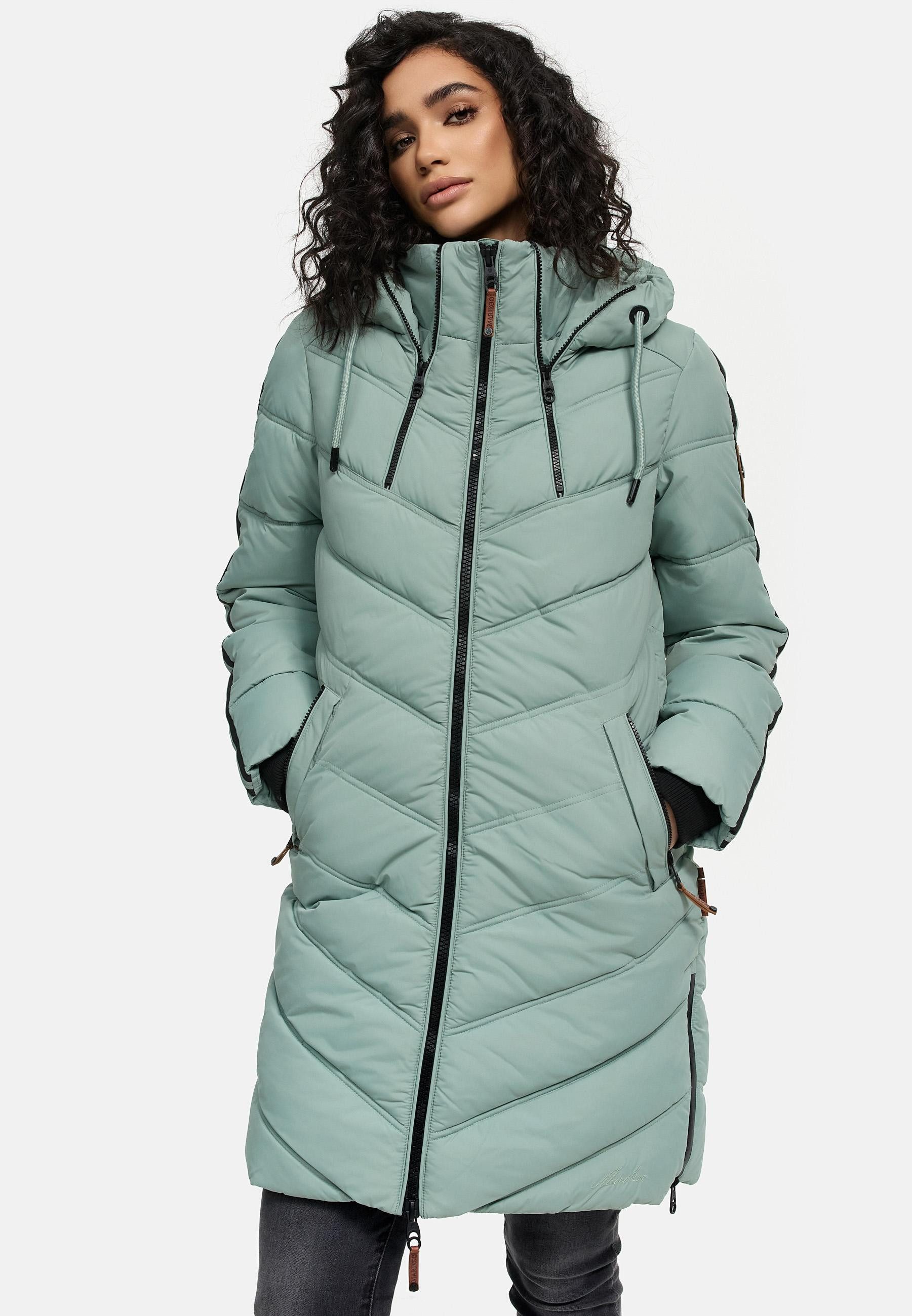Marikoo Wintermantel Armasa modischer Damen Winter Steppmantel mit Kapuze – Bild 5 von 5