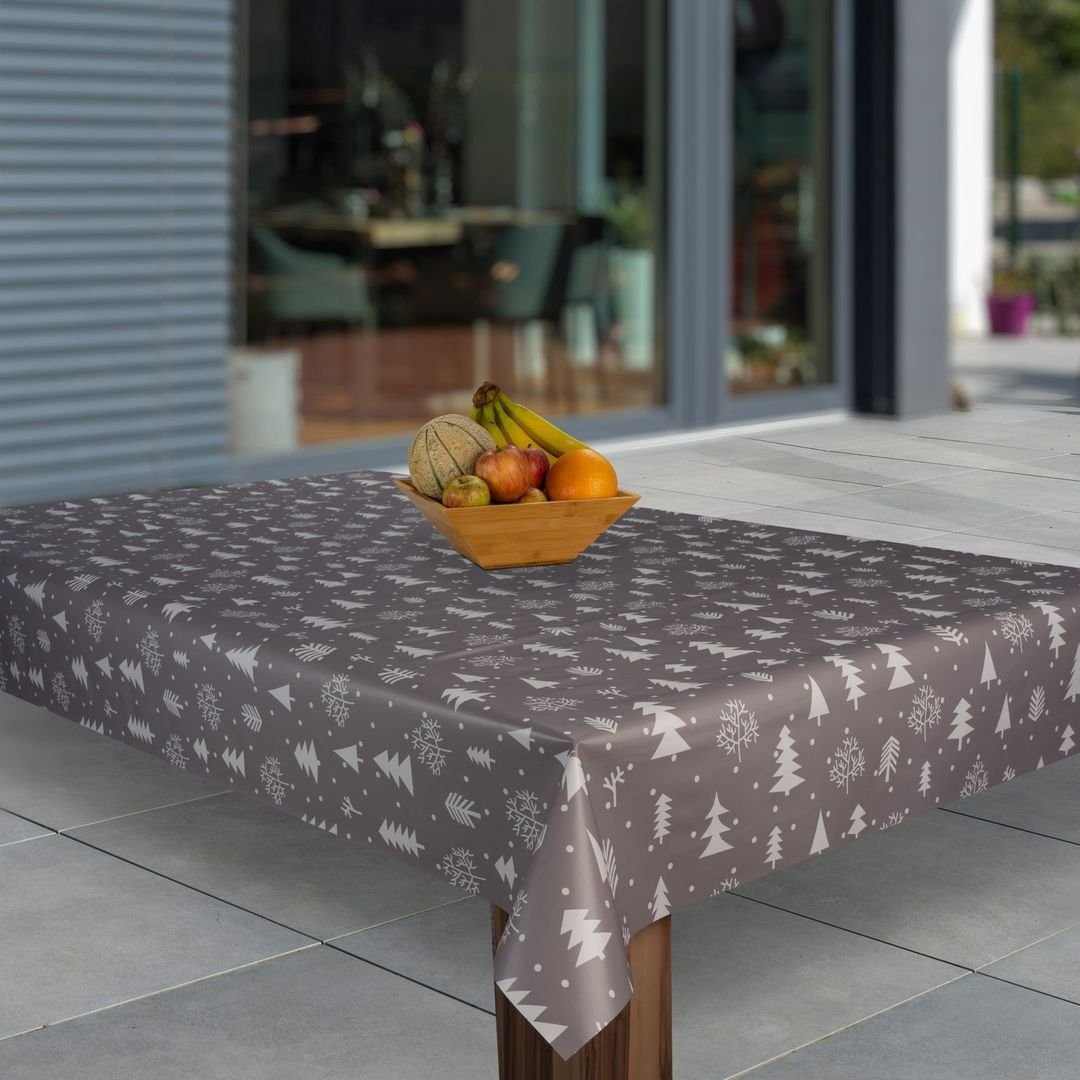 laro Tischdecke Wachstuch-Tischdecken Weihnachten Grau Tannenbaum rechtecki günstig online kaufen