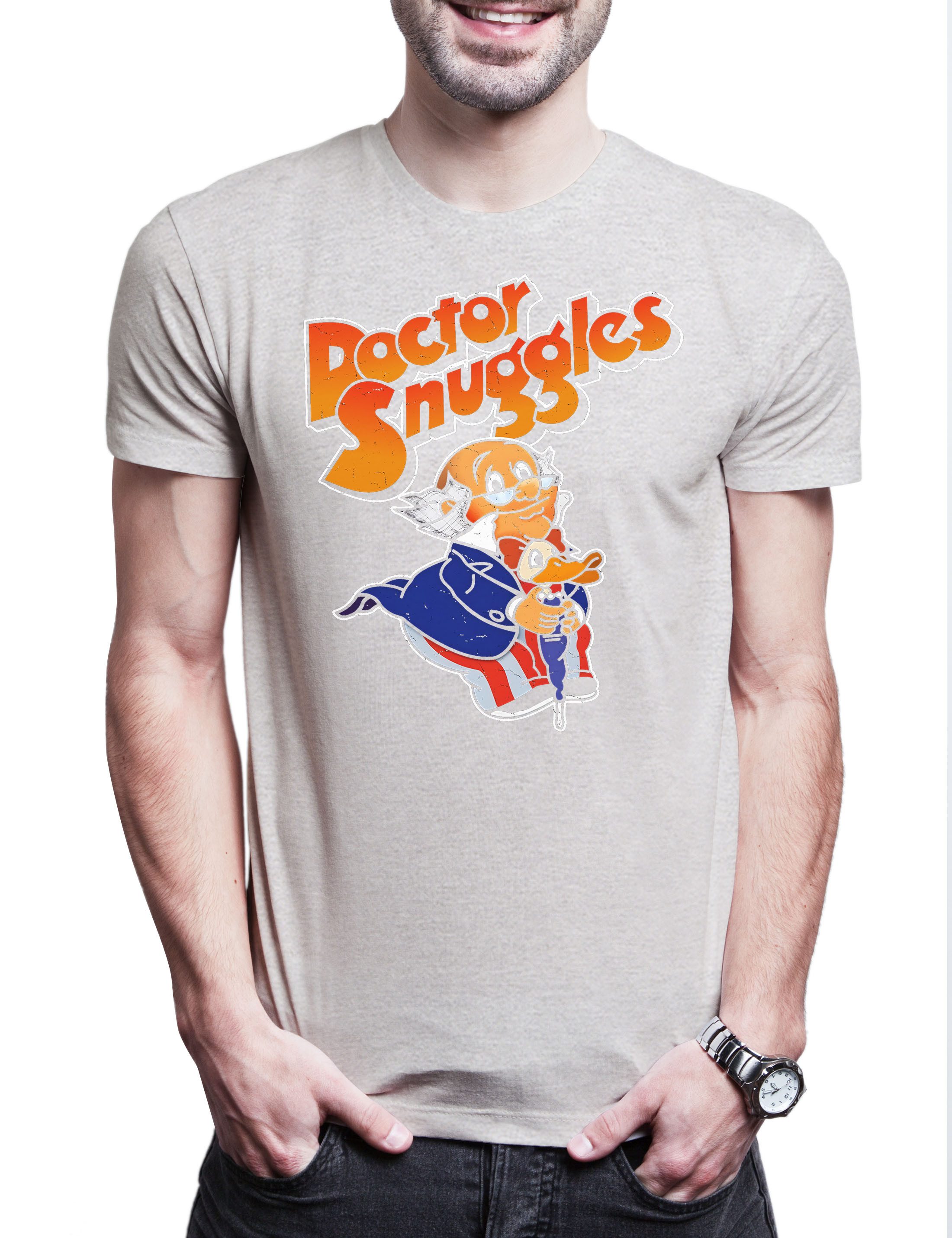 Print-Shirt Dr. Snuggles Herren T-Shirt Cartoon Comic Erfinder Inventor TV Series