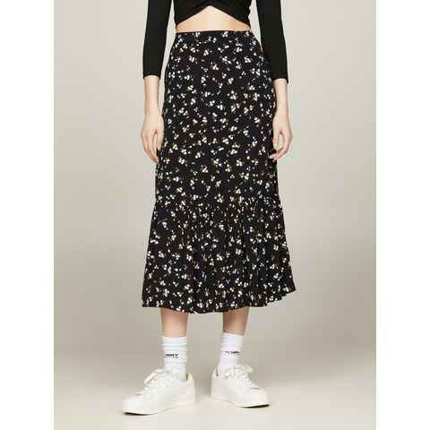 Tommy Jeans A-Linien-Rock TJW FLORAL RUFFLE MIDI SKIRT EXT Webrock Mit Tommy Jeans Markenlabel