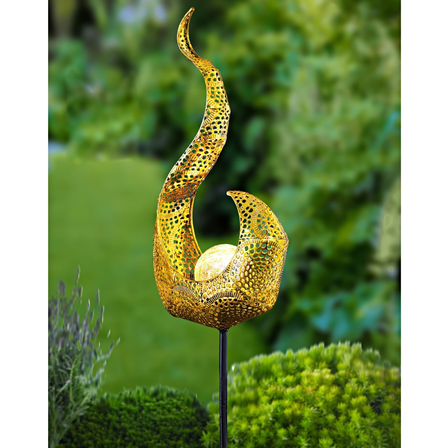 BURI Kugelleuchte Solar Metall-Gartenstecker 78cm LED günstig online kaufen