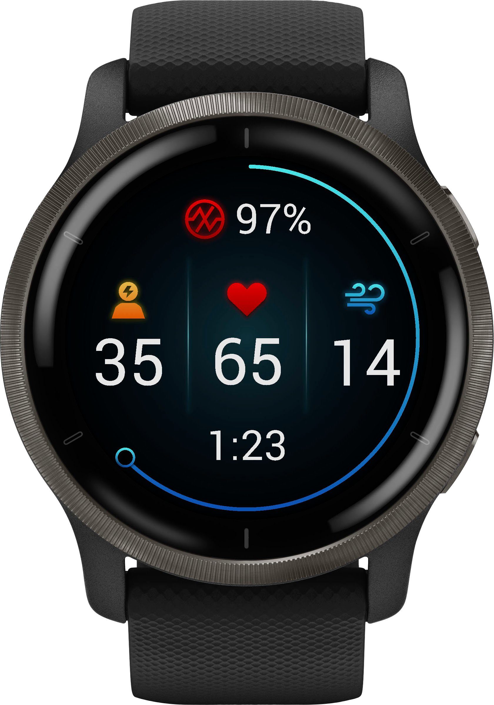 Garmin Venu 2 Smartwatch Sport-Apps cm/1,3 vorinstallierten schwarz 25 | schwarz (3,3 Zoll)