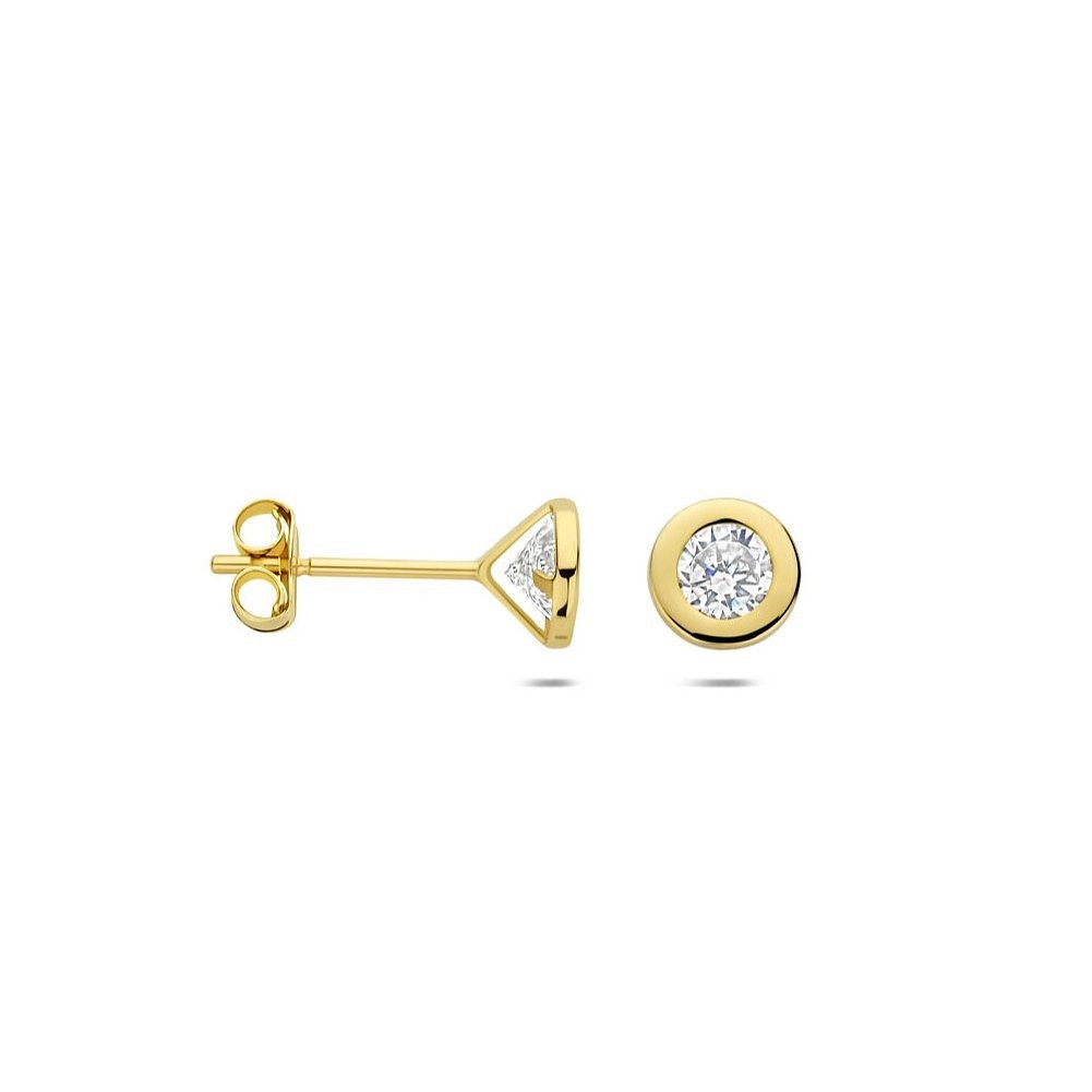 Paar Ohrstecker 375er Gelbgold Ohrstecker Zirkonia Zargenfassung