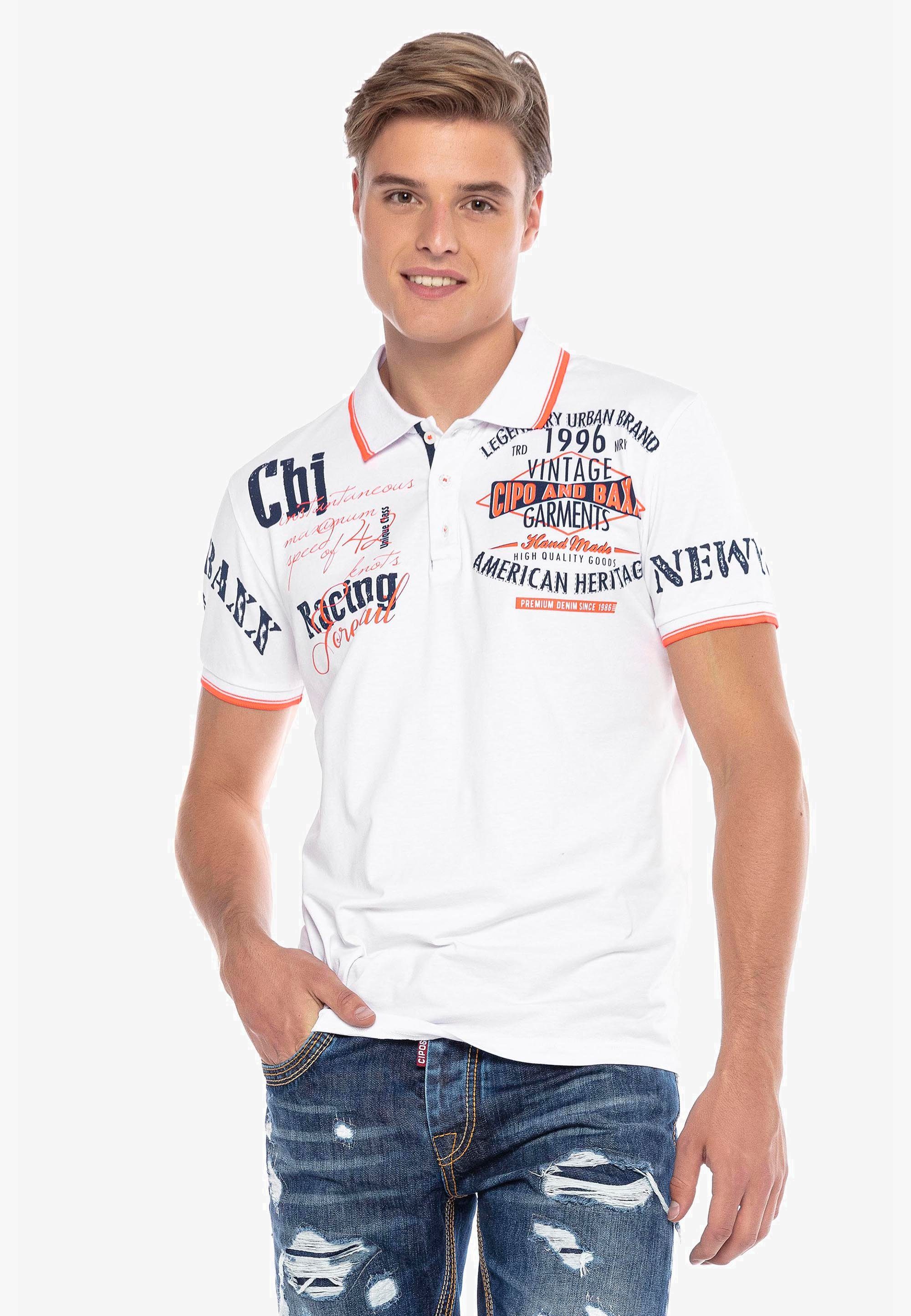 trendigem Poloshirt & Baxx mit Cipo weiß Print
