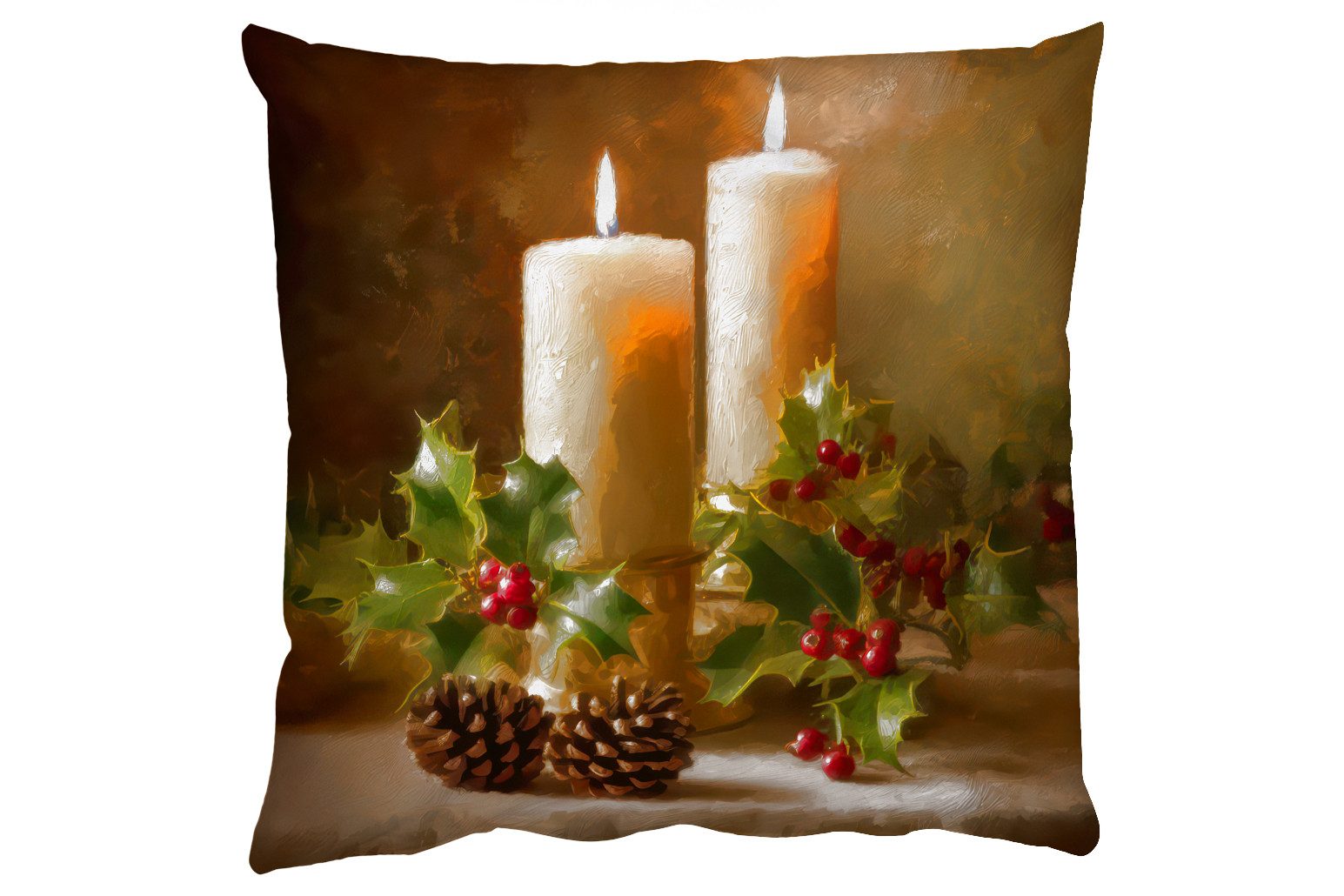 MuchoWow Dekokissen Kerzenlicht - Weihnachten - Mehrfarbig, Zierkissen, Deko Kissen mit Füllung, Sofakissen, 60x60 cm