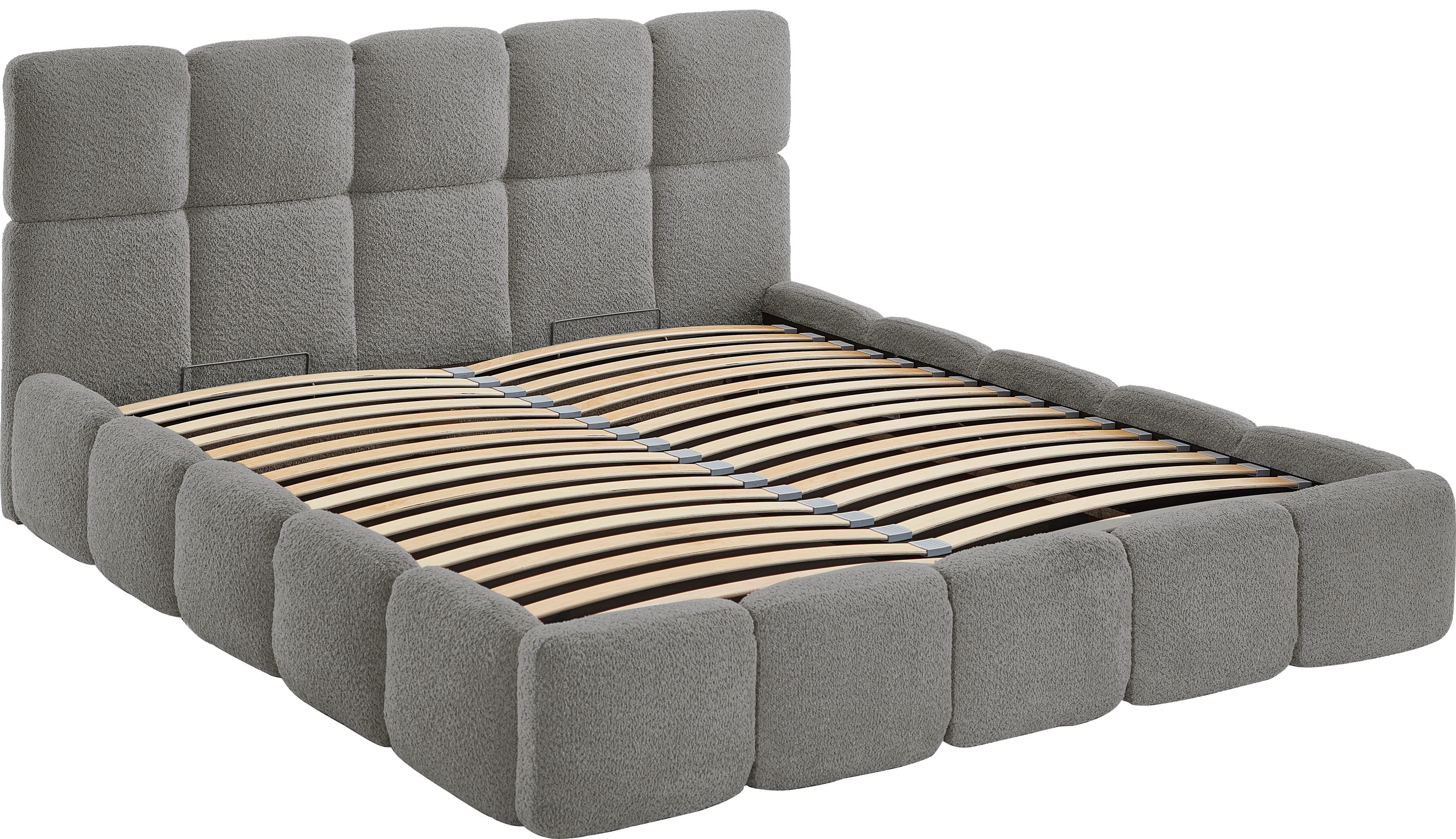 ATLANTIC home collection Polsterbett "Jane" mit großen Stauraum, luxurious gepolstertes Kopfteil und Rahmen, Bezug mit Bouclécharakter