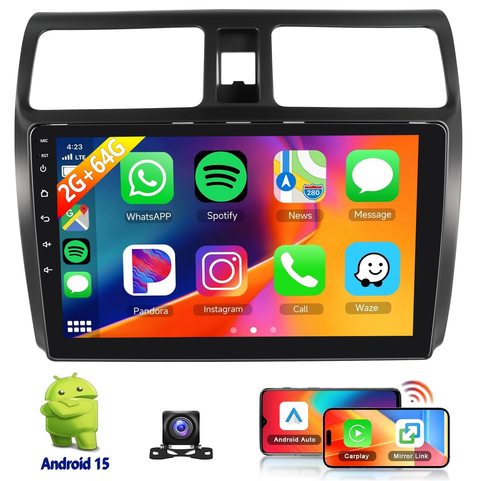 DAB+ Für SUZUKI SWIFT III EZ MZ 2004-09 Android 15 Autoradio GPS Navi Autoradio