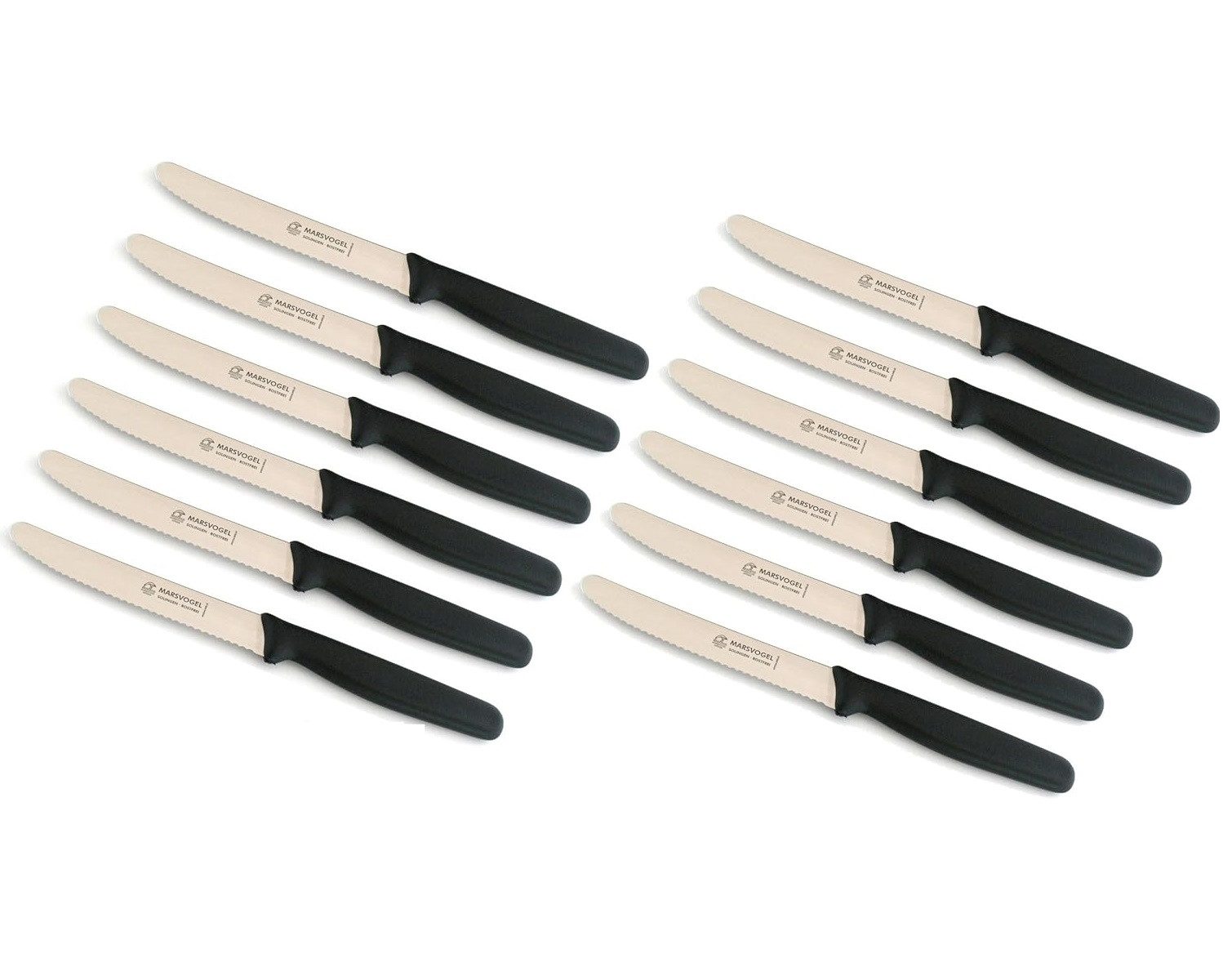 Marsvogel Tafelmesser Tischmesser, 12 Stück, schwarz, Schwarze PP-Griffe, Tafelmesser