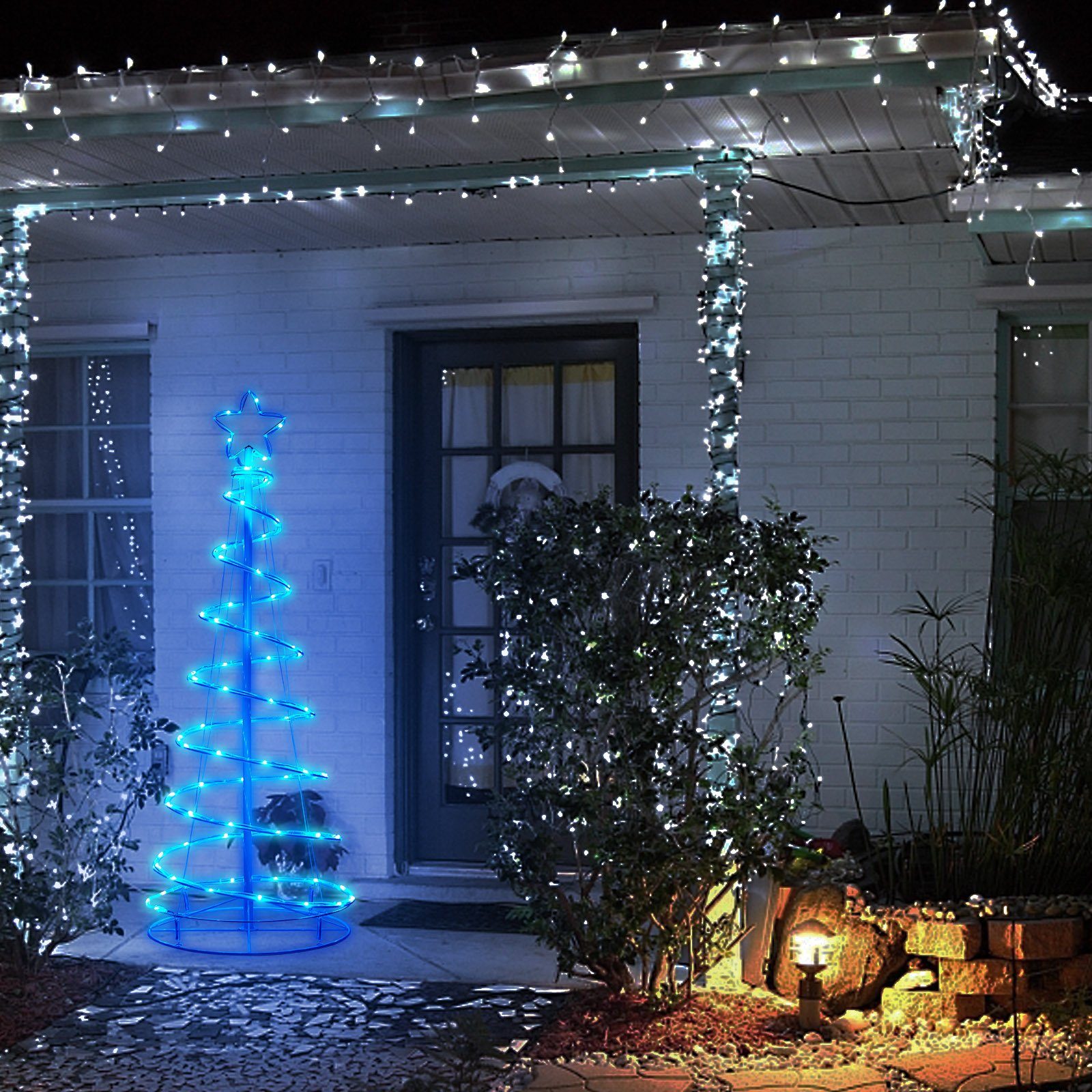 Weihnachtsbaum LED-Lichterkette,USB Baummantel, LED Lichterkette MUPOO LED-Baummantel LED Timer&Fernbedienung,Zusammenklappbar 73/100/135LEDs