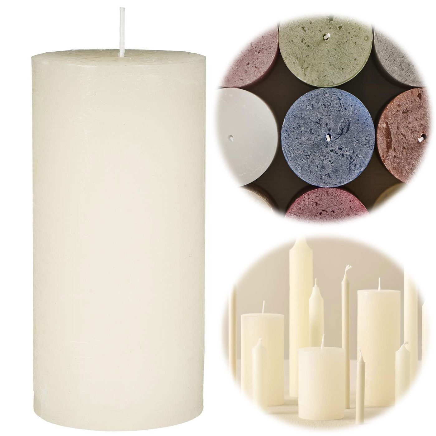 LS-LebenStil Stumpenkerze Exklusive Stumpenkerze 14x6,8cm Ribe Rustik Creme Weiß - Made in EU (iB Laursen - Unparfümiert - lange 40 Stunden Brenndauer - Ohne Duft -, 1-tlg., Blockkerzen Kerzen für Haushalt Feiern Gastronomie)