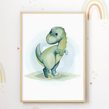 Tigerlino Poster Dinosaurier Bilder 6er Set Kinderzimmer Wandbilder Dekoration