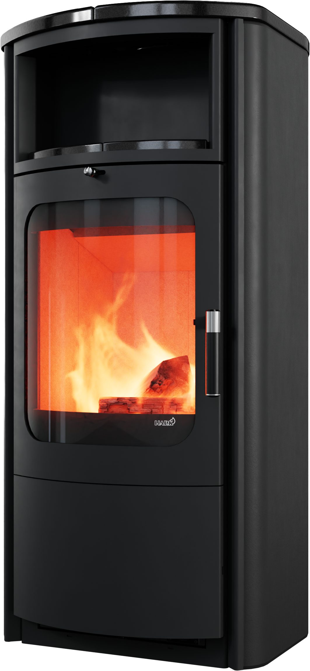 HARK Kaminofen "Opera Schwarz", Exklusiv, Lieferung bis ins Wohnzimmer, 7 kW, Dauerbrand, Metallseiten, Top & Teefach Kacheln …