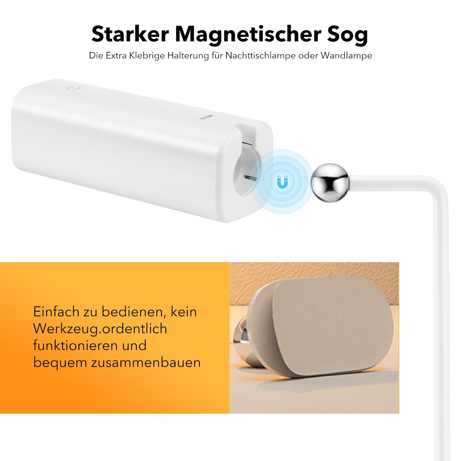 integriert, fest Helligkeitsstufen oyajia 360° Akku, Wandlampe, Kaltweiß/Naturweiß/Warmweiß, Weiß, Dimmbar Rotation, 3 Abnehmbare LED Schreibtischlampe Wiederaufladbar LED 1200mAh Touch-Leselampe Tischlampe, LED