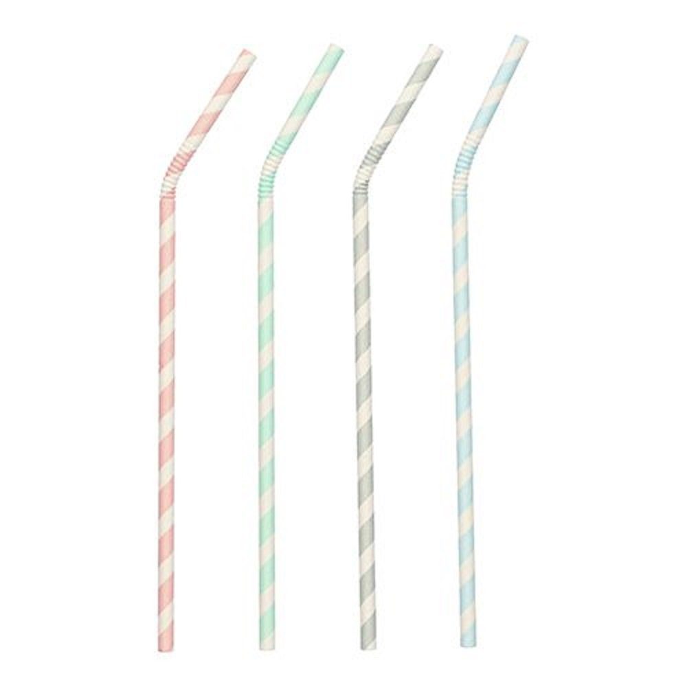 PAPSTAR Einweggläser 100 Papierstrohhalme Ø6mm "pure" STRIPES 22cm biegbar, Papier