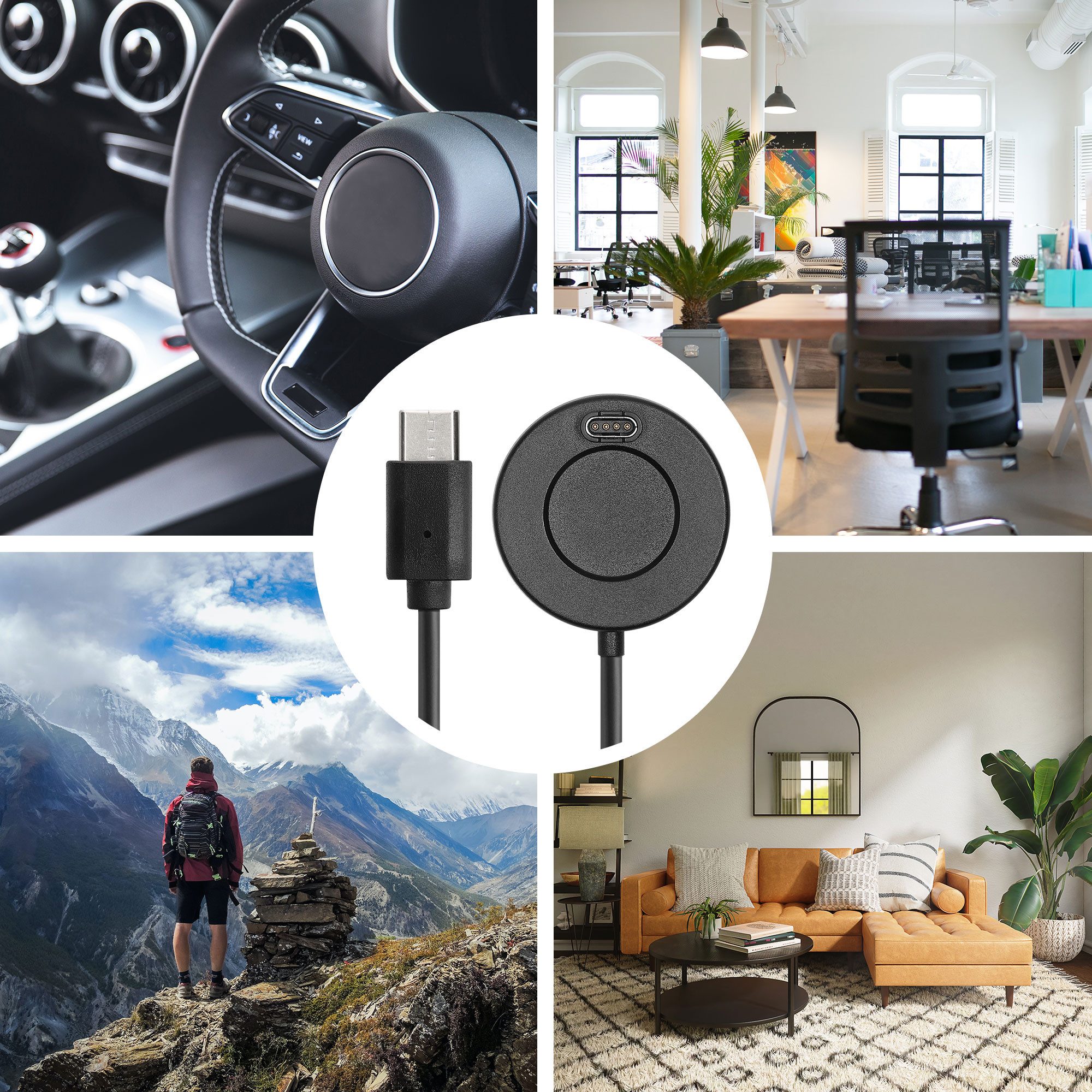 kwmobile Smartwatch USB-C Kabel für Garmin Forerunner 55 / 255 / 255 Music / Smartphone-Ladegerät (1-tlg., USB-C Ladekabel für Smartwatch Aufladekabel Fitnesstr – Bild 5 von 5