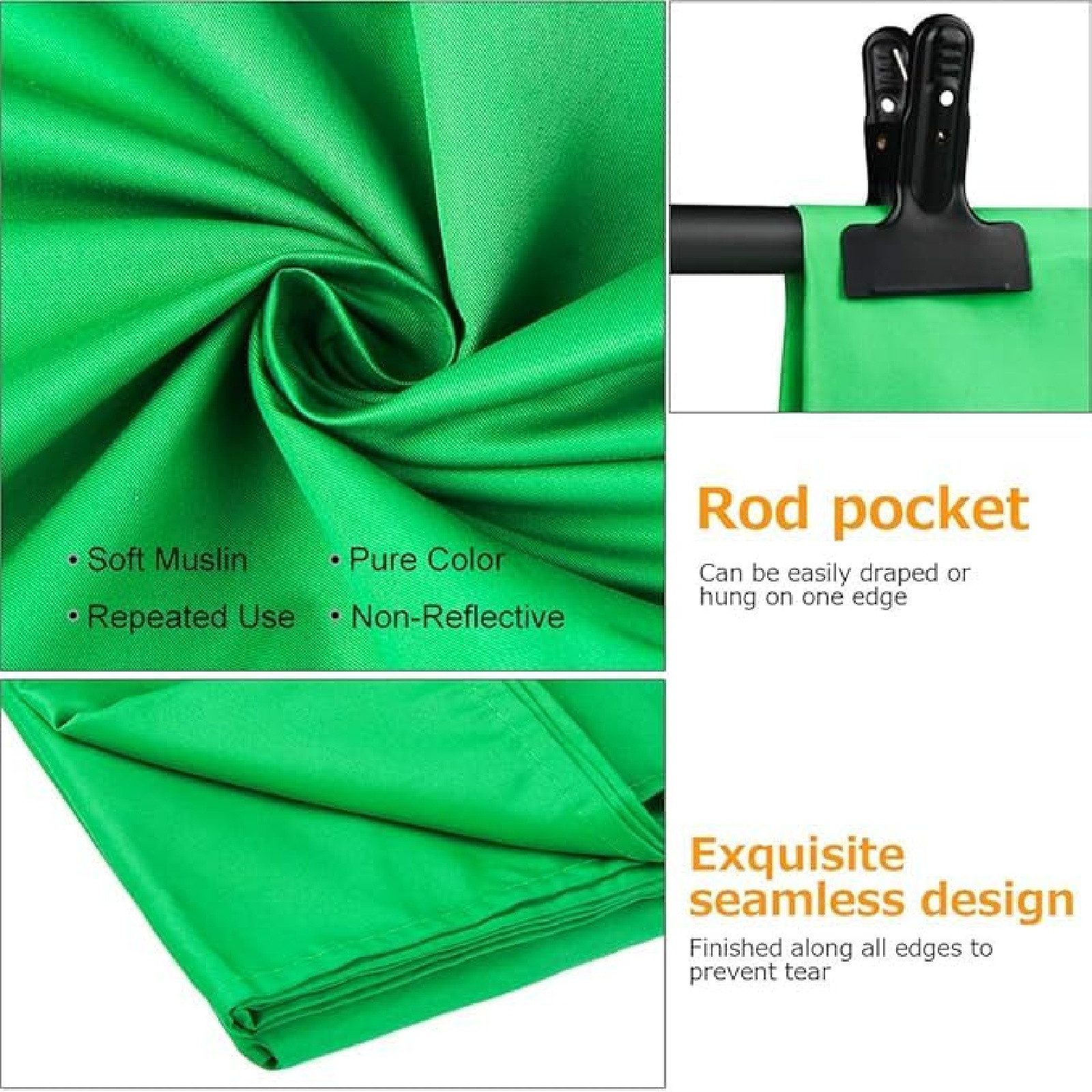 Bundviel Fotohintergrund Green Screen Faltbare Fotografie Hintergründe 300 x 600cm, für Photo Video Studio, Fernsehen, Zoom, YouTube, Online-Meetings